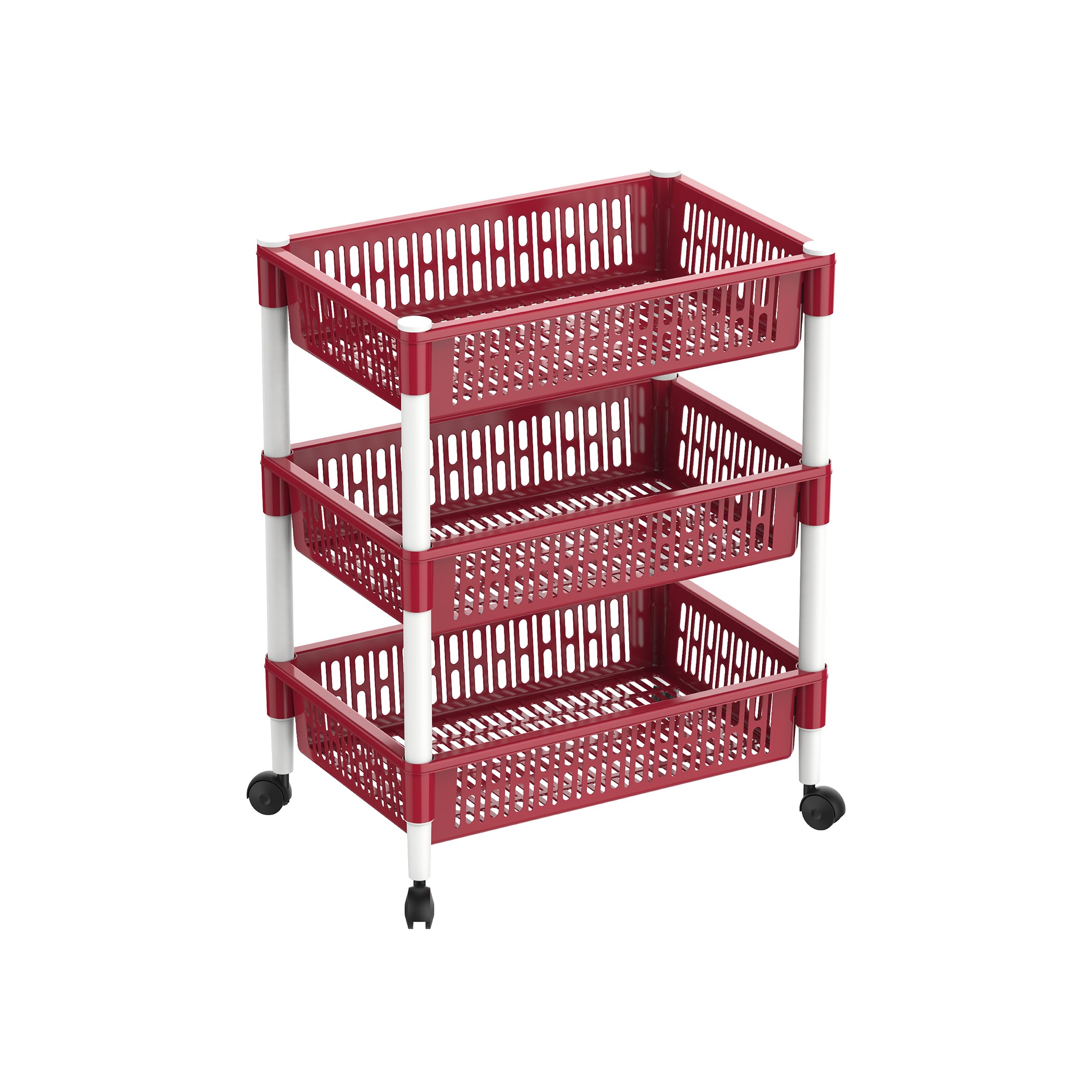 Cosmoplast 3 Tiers Vegetable Storage Rack, Dark Red