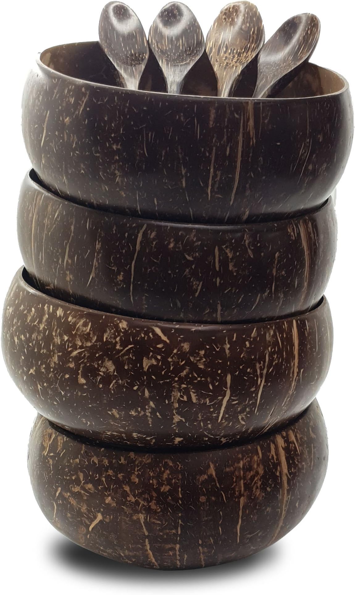 VIE Gourmet Coconut Bowls and Spoons, Set of 4