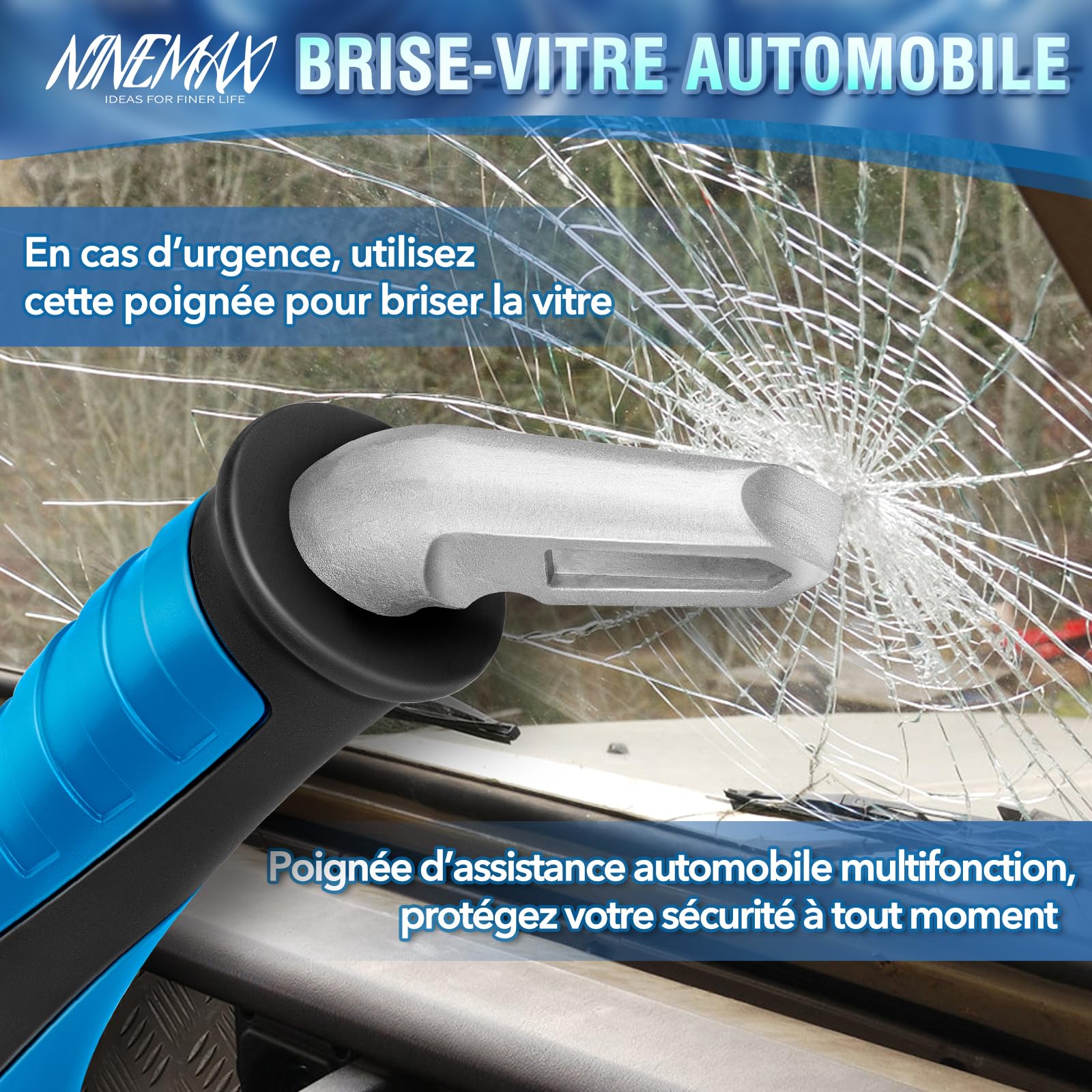 NINEMAX Poignée De Voiture pour Personnes Âgées,2Pc Poignet Voiture Aide | Stabilité Résistance Mobilité,Poignée Assistance pour Sortir De La Voiture Portable pour Handicap(Noir i Bleu)