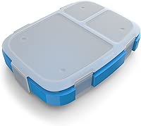 Bentgo Fresh Tray (Blue) with Transparent Cover - Reusable, BPA-Free, 4-Compartment Meal Prep Container with Built-In Portion Control for Healthy At-Home Meals and On-the-Go Lunches