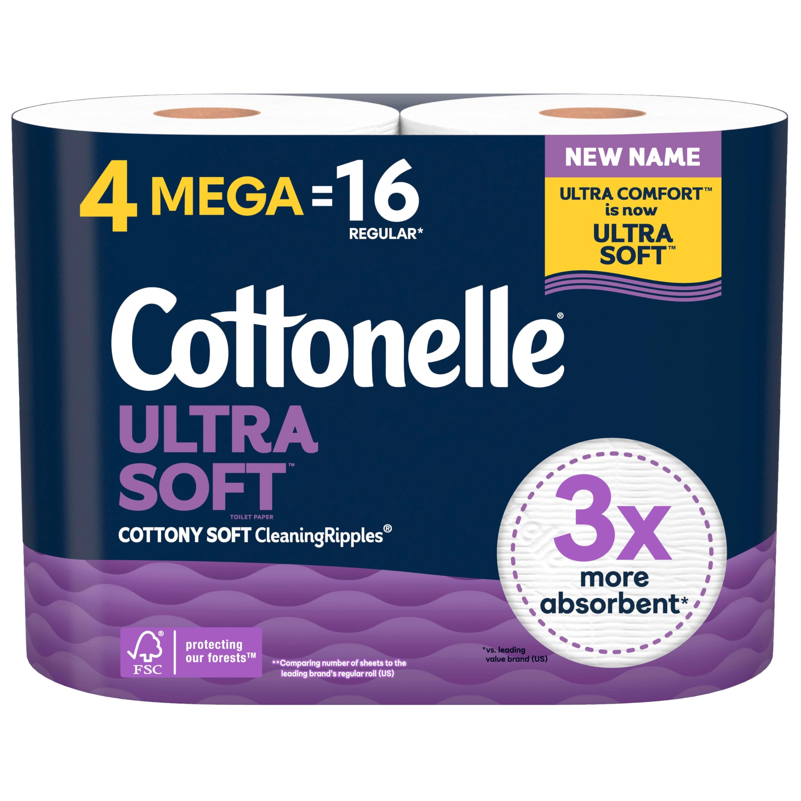 Cottonelle Ultra Comfort Soft Toilet Paper, 4 Mega Rolls (4 Mega Rolls = 16 Regular Rolls), 244 Sheets Per Roll-image-38