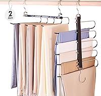 Vista 12 de HOUSE DAY Perchas para pantalones que ahorran espacio, perchas de madera para armario, antideslizantes, multifuncionales, para pantalones, Nogal