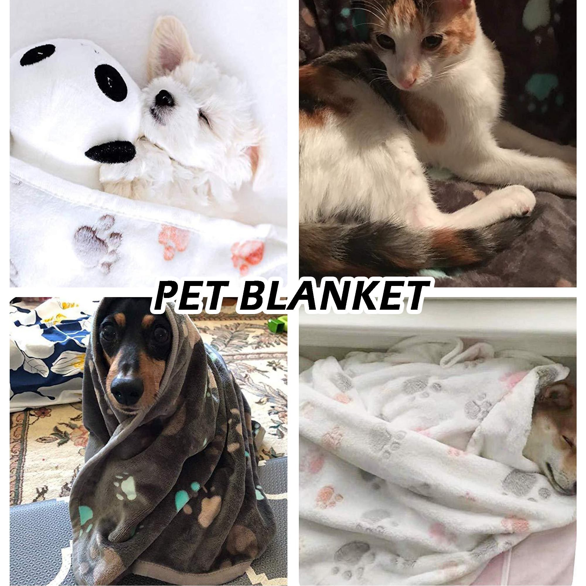 Confezione da 2 coperte per cani e gatti, lavabili, per cani e gatti di piccola e media taglia, coperta con stampa di zampe, calda coperta per animali domestici (stile 4, 2 pezzi, 200 x 160