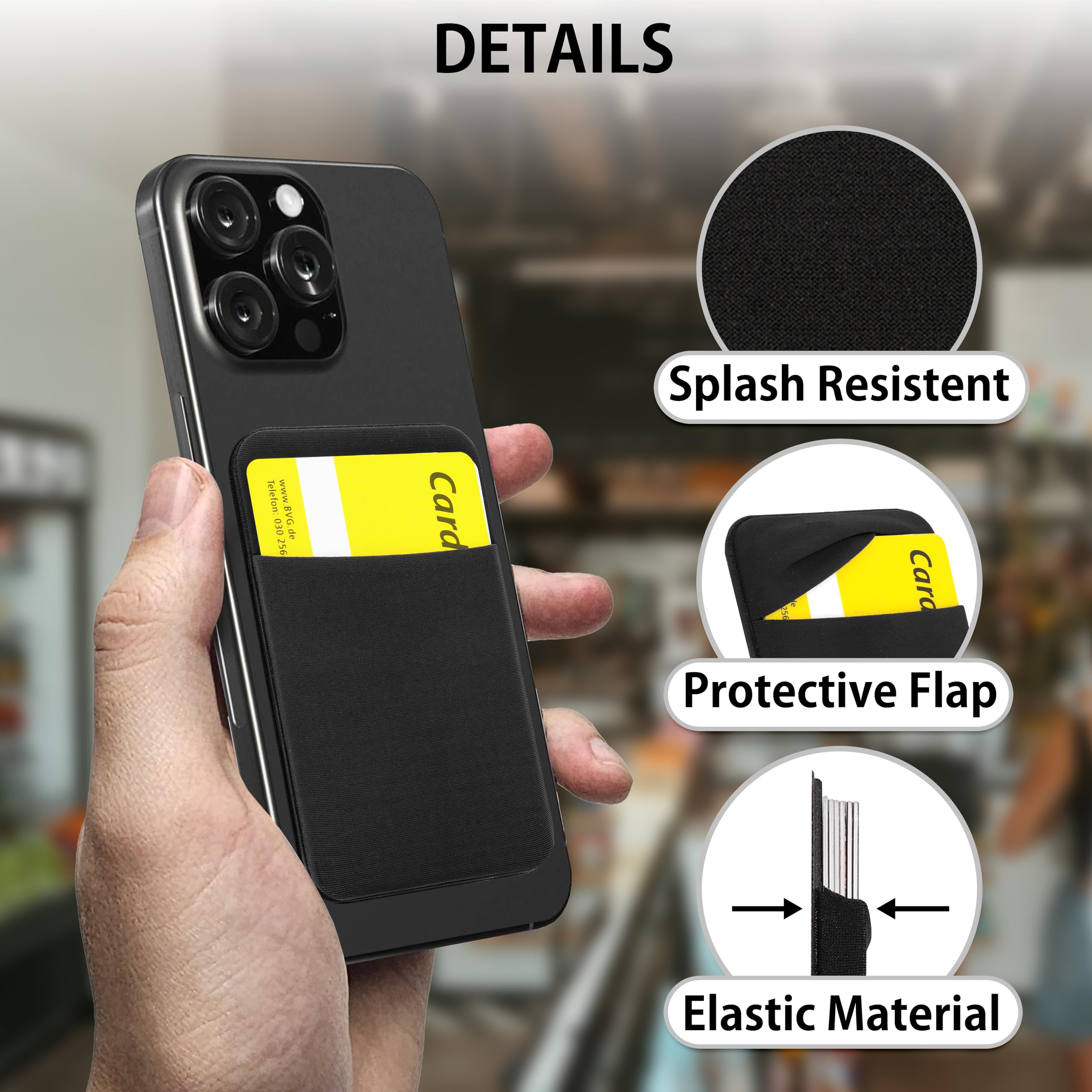 MyGadget 2X Portafoglio per Smartphone X 1 Tasca - Protezione RFID e NFC – Porta Carte di Credito Cuffie o Soldi - Wallet per Cellulare da incollare - Nero