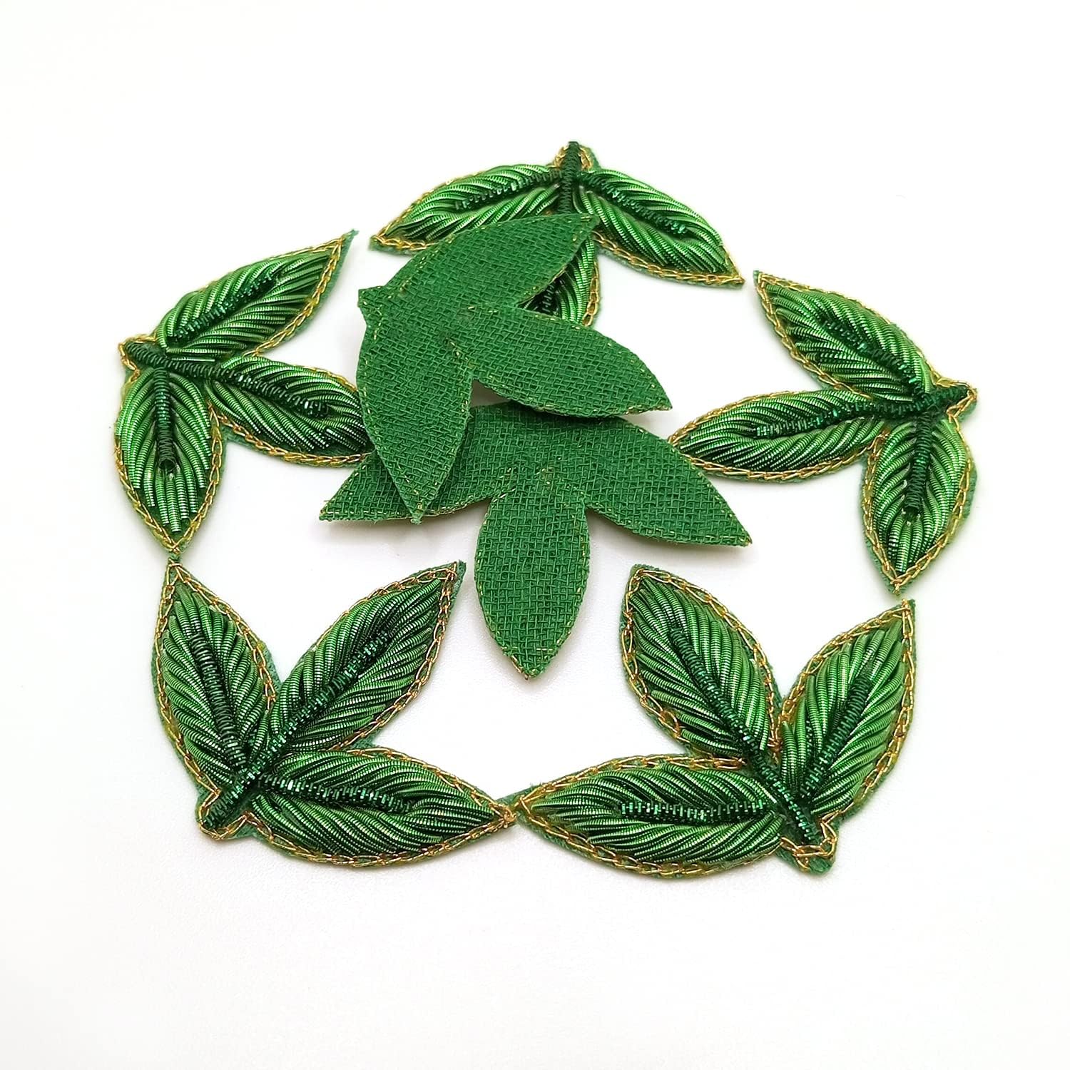Lovetholy 11pcs, 4x3.5cm, Embroidery Neck Sew On Applique Patches/Decorative Patches for Clothes, Jackets, Jean's, Blouse, Saree, Dress Decoration (L-31.11) (Green)