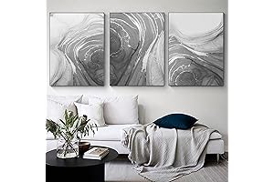 Abstract Grey Canvas Wall Art - Modern Minimalist Grey and White Wall...