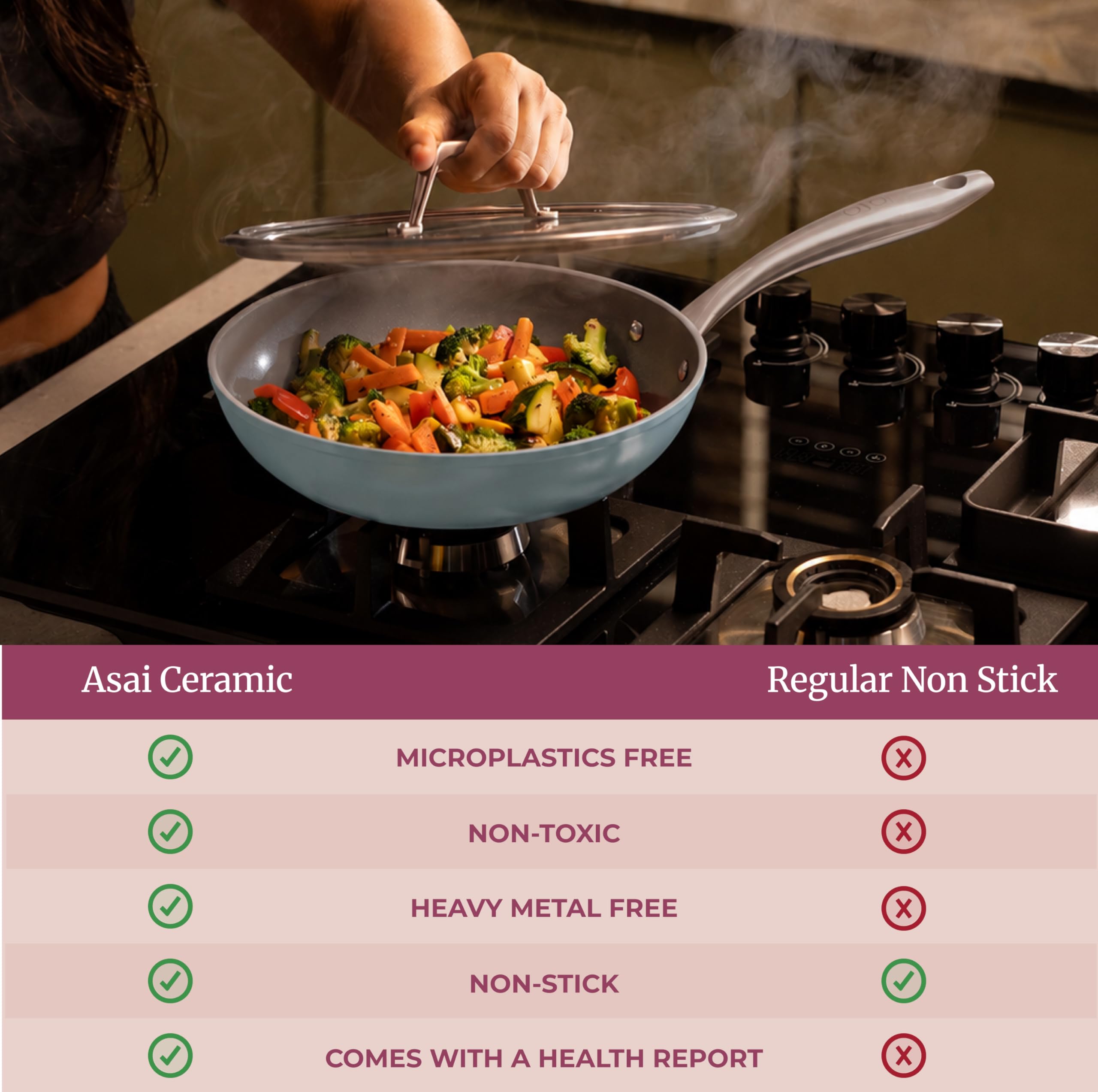 Asai Ceramic Pan - Non-Stick, Toxin-Free Cooking -8