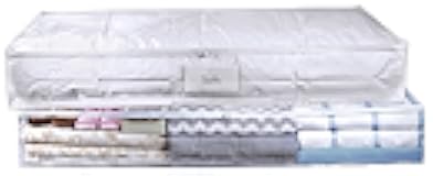 Masirs Clear Underbed Storage Bag, Durable Vinyl Material to Shield Your Contents from Dust, Dirt and Moisture, Easy Gliding Zipper for Easy Access and Label Pocket for Easy Identification, (2-Pack)