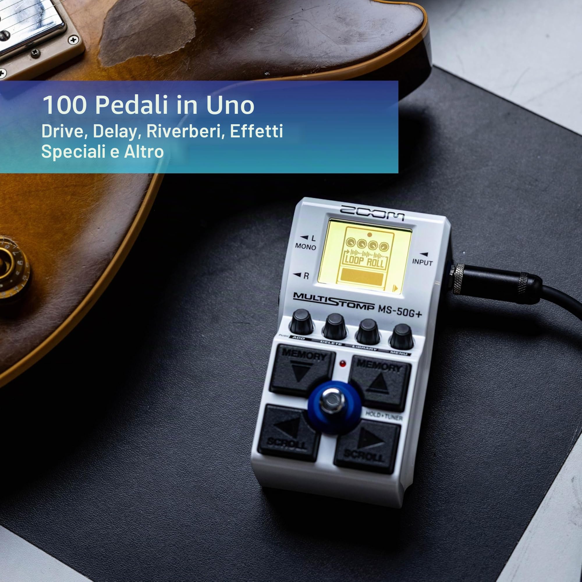 Zoom - MS-50G+ - Pedale Effetti Chitarra, Pedale Singolo, 100 effetti, Uscite Stereo, Accordatore, Dotato di Drive, Modulazioni, Ritardi, Riverberi, Compressori e altro ancora