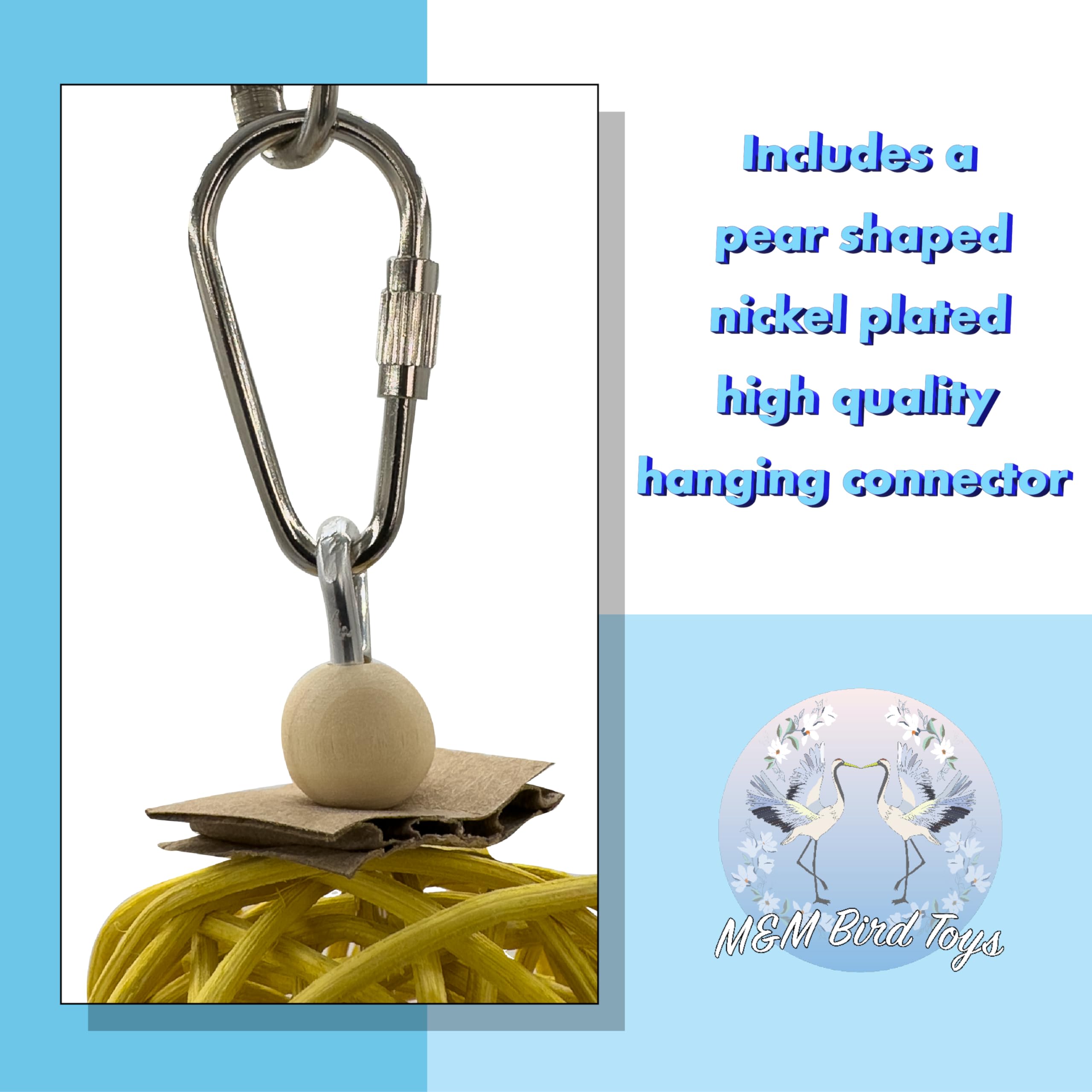 1701 Rainbow Rattan Bird Toy with Jute and Crinkle Paper – Shredding and Foraging Fun for Parakeets, Cockatiels, Conures, and Small Parrots – Natural Bird-Safe Toy for Cage Enrichment - image 4