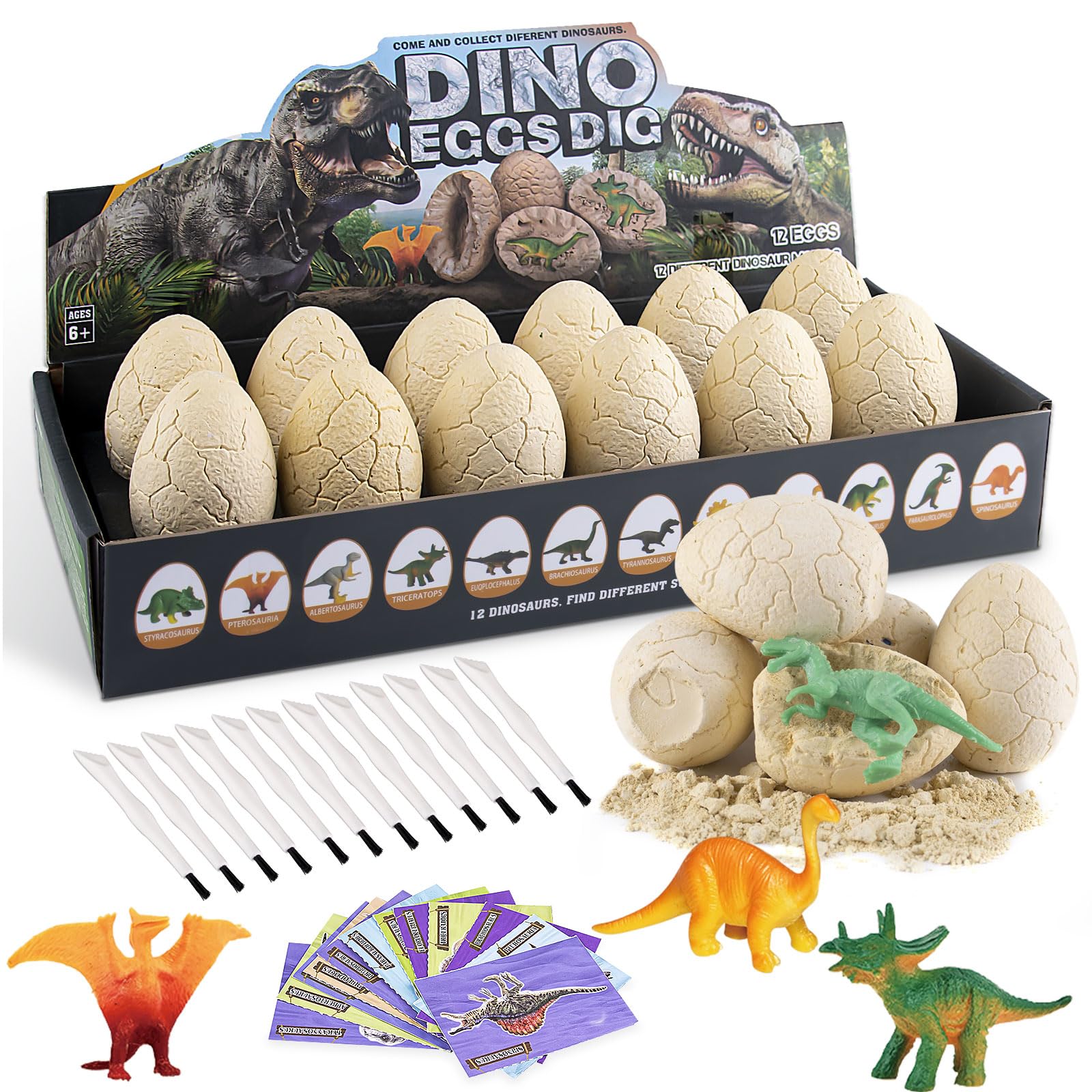 FOJELD Dinosaur Eggs Excavation Kit - Discover 12 Unique Dinosaurs