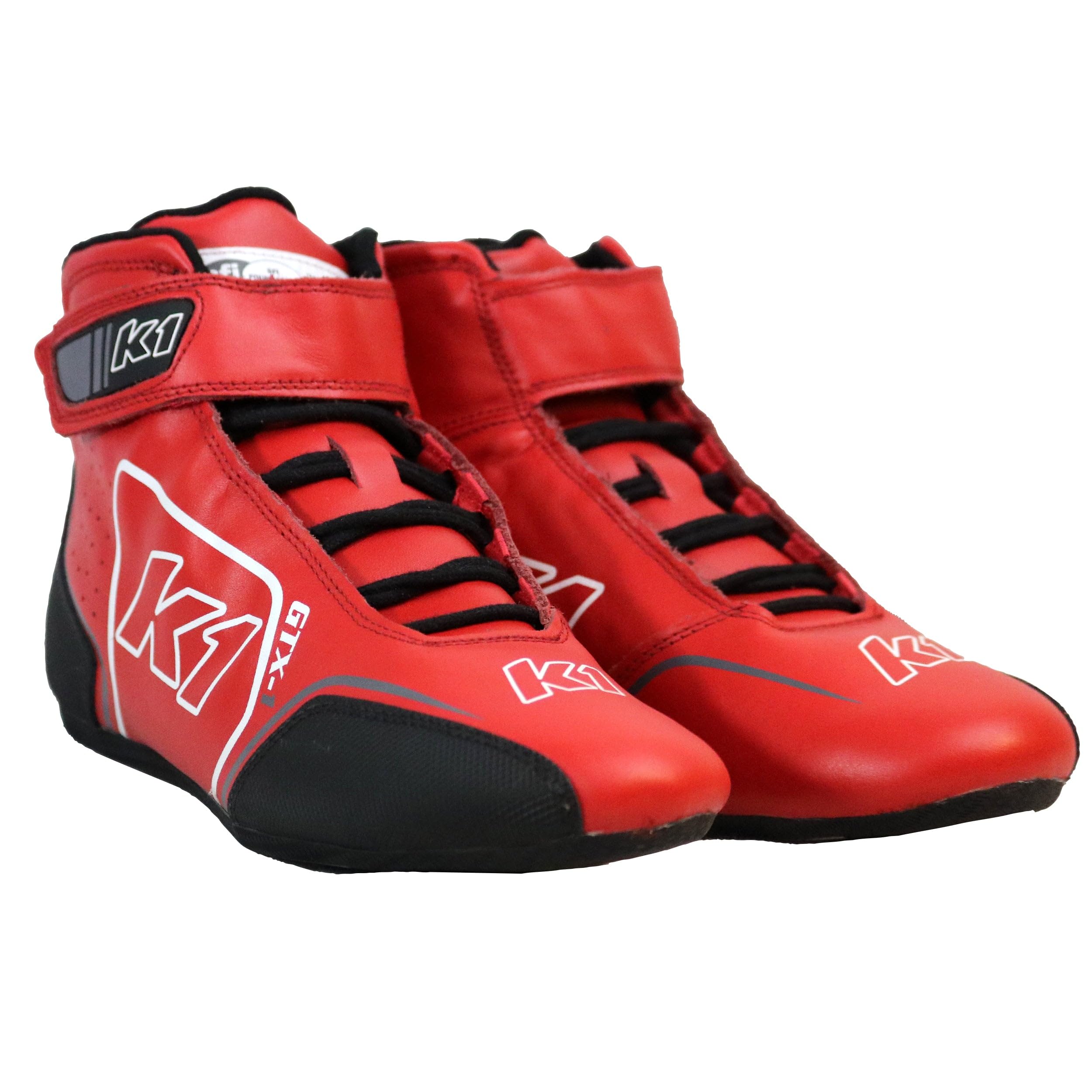 K1 GTX-1 Adult Soft Leather and Nomex® Auto Racing Shoes - SFI 3.3/5 - Red, Grey Size 10.5