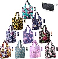 Vista 50 de BeeGreen Bolsas reutilizables para compras, compactas, bonitas, de color sólido, juego de 12 bolsas plegables de reciclaje con cremallera