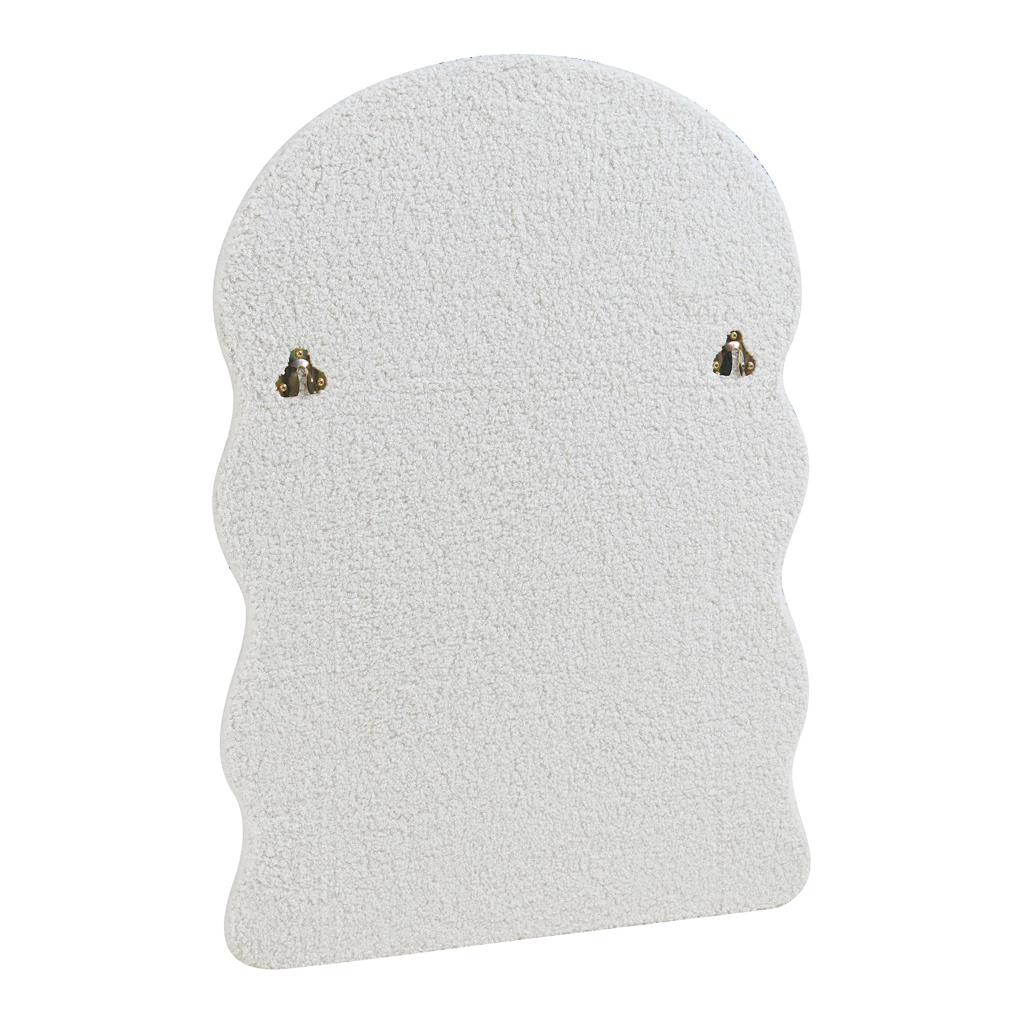 [en.casa] Specchio da Parete Moderno con Cornice in Peluche Morbida Forma Ondulata Specchio Decorativo per Ingresso Salotto Camera 80 x 60 cm Bianco