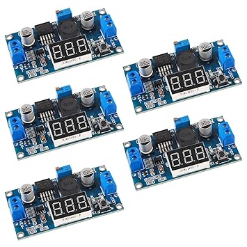 5Pcs LM2596S DC-DC LM2596 with LED Display Voltmeter Buck Converter Step-Down Regulator 4.0-40V to 1.25-37V DC 36V to 24V to 12V to 5V Power Supply Module Compatible with Car Motor Buck