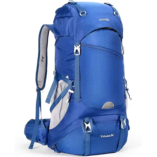 HOMIEE Mochila de Senderismo 50-60L Ligera Impermeable Mochilas Trekking Viaje con cubierta de lluvia Mochila Deportiva al aire libre para Escalada Acampar Turismo Hombre Mujer