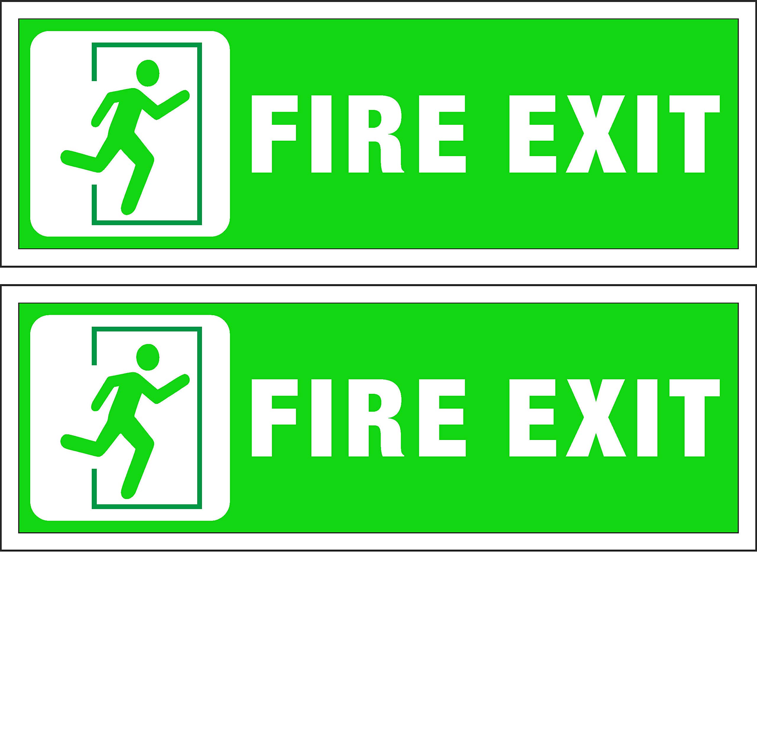 Craft Qila -GI Fire Exit (Pack of 2) Safety & Warning Sign Board (3.5x10 Inch)