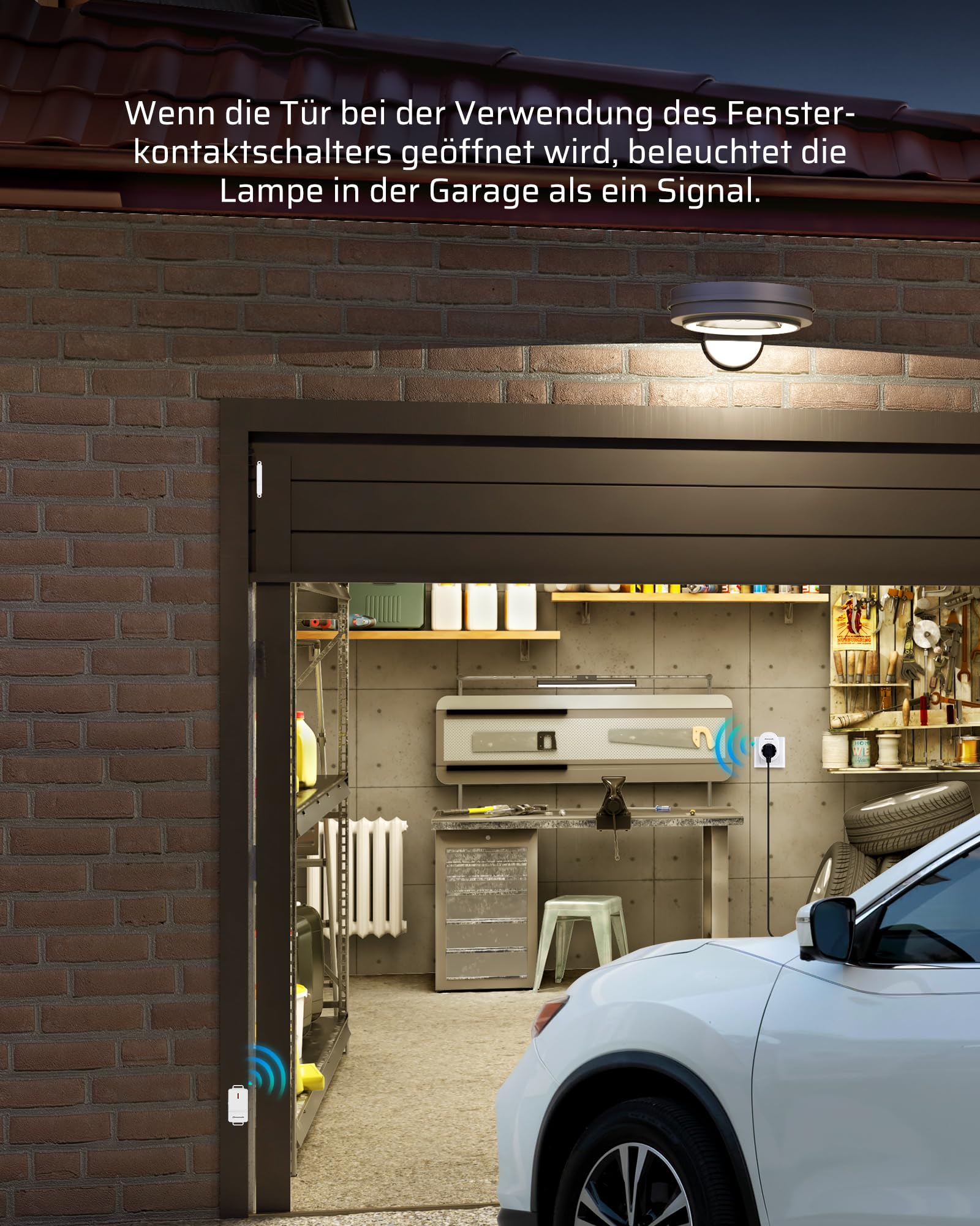DEWENWILS Fensterkontaktschalter Dunstabzugshaube, Funk Abluftsteuerung mit Fenster-Magnetkontakt und Funksteckdose, Magnetischer Fensterkontaktschalter für Kamin, Dunstabzugshaube, Garage 16A/3680W
