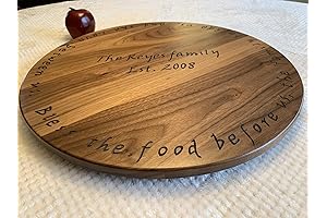 20" Walnut Lazy Susan Engraved Premium Rotating Turntable for Dining, Parties, and Kitchen