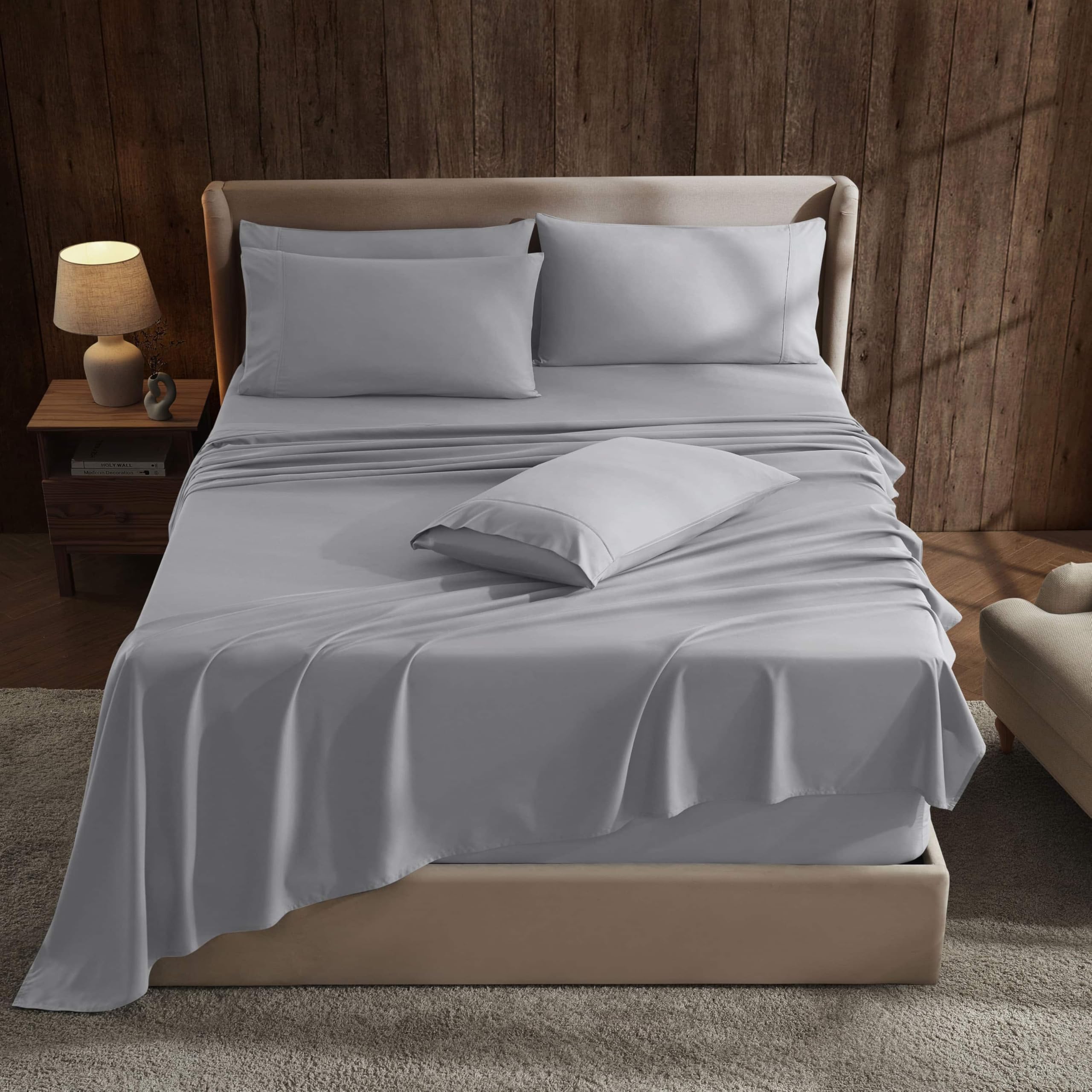 Hearth Harbor Extra Deep Pocket Sheet Sets Luxury Soft 6 Piece Bed Sheet Set Fits Mattress 18-24 Inches