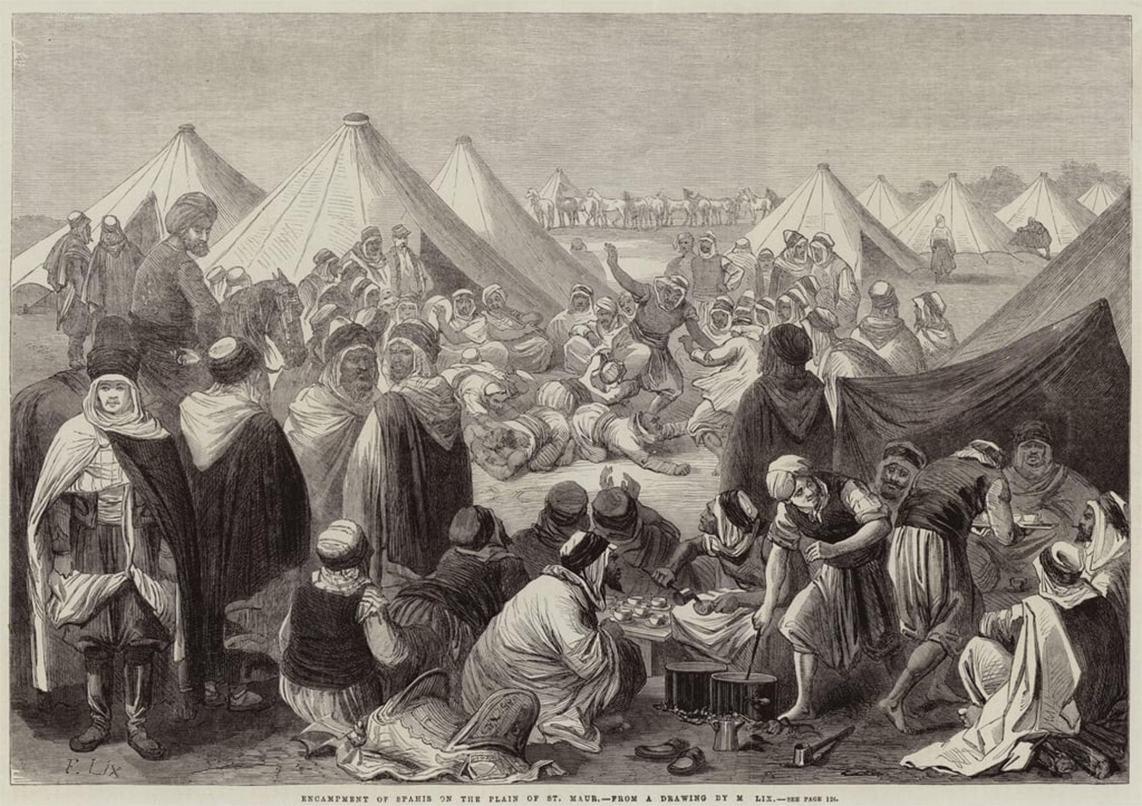 SERENDIPITP Vintage Picture Print on Canvas Wall Art Poster Encampment of Spahis on the Plain of St Maur by Frederic Theodore Lix Artwork Print Poster for Wall Decor 60x90cm