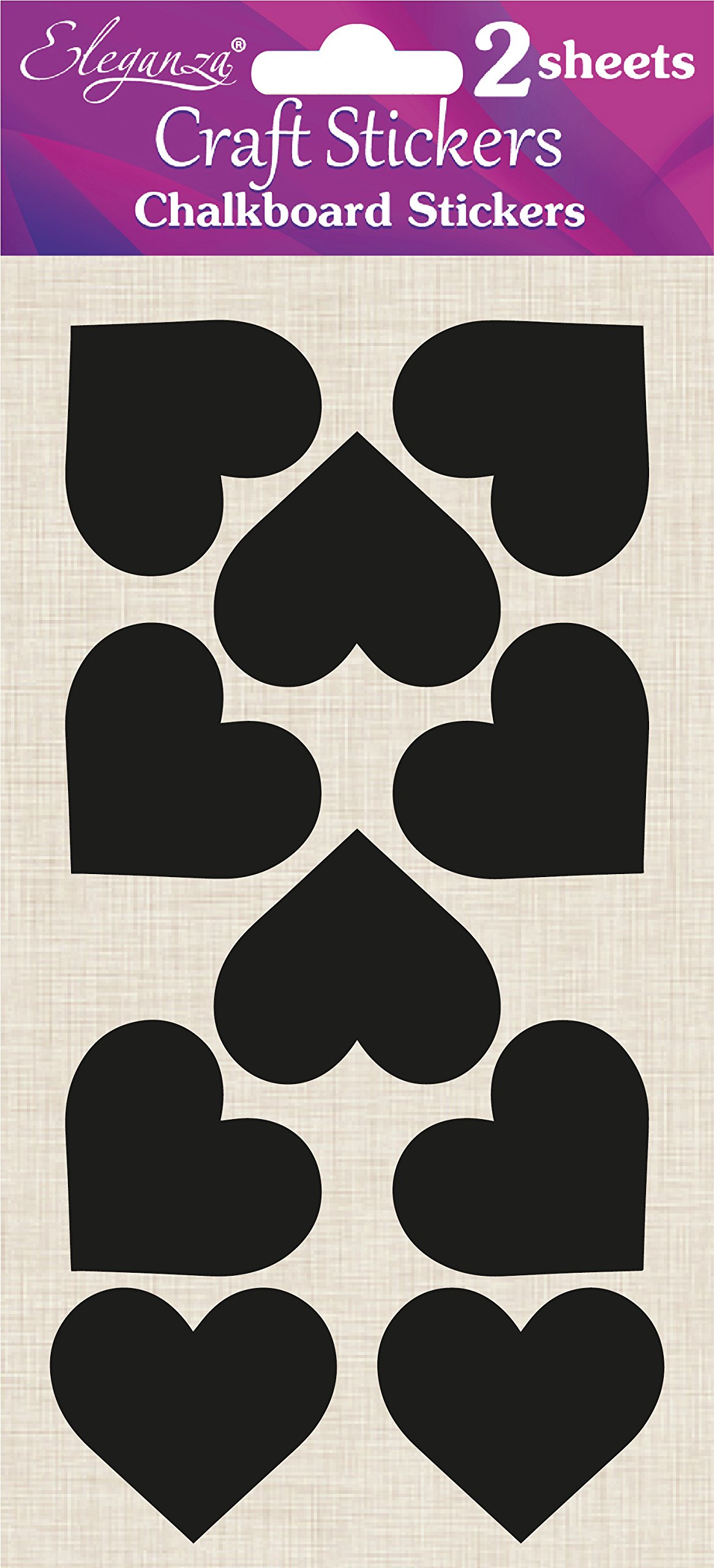 Eleganza Black Chalkboard Stickers Hearts, Synthetic Material, 24 X 11.4 X 0.1 Cm