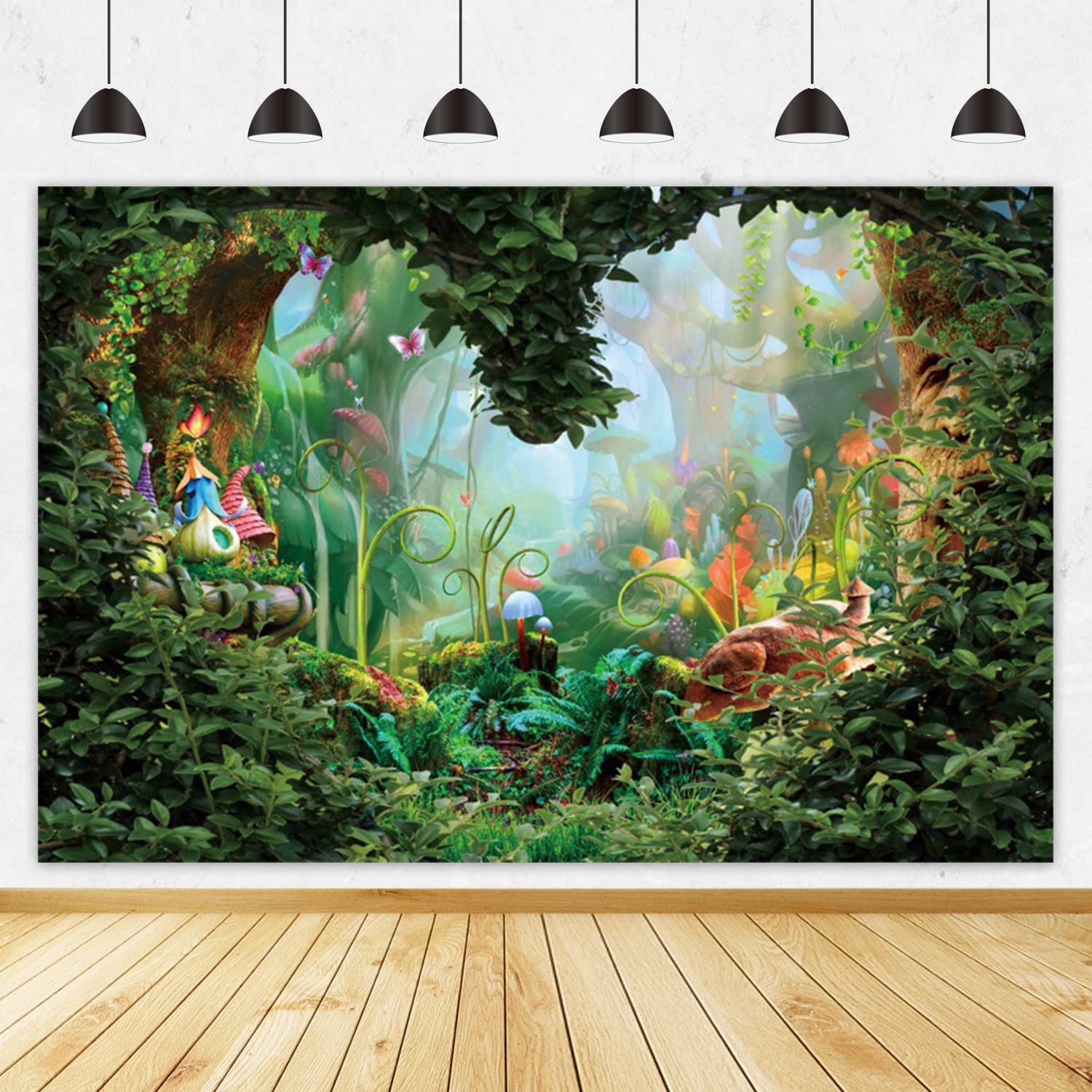 Photo 1 of Remandacy Enchanted Forest Backdrop 7x5ft Fairy Tale Wonderland Fantasy Spring Woodland Photography Background for Birthday Baby Shower Party Decoration Photo Booth Props Vinyl