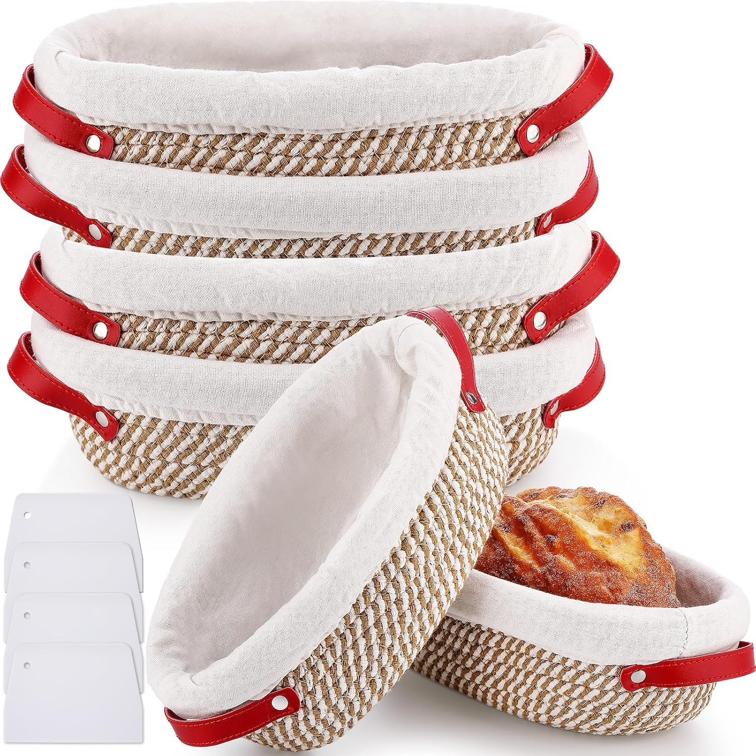 Corbeilles à pain au levain en coton de 25 cm avec doublure