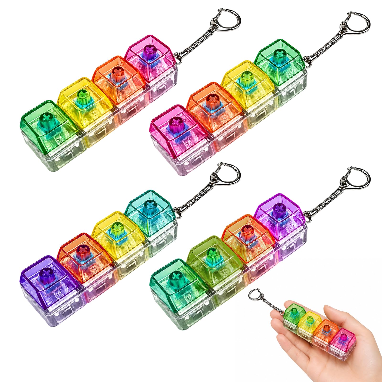 Keyboard Fidget Toy, Fidget Toys, 4pcs Of Fidget Toys Adults, Stress Relief Tool For Office And School, Mini Keyboard Fidget Portable Keychain Design For Office Home Travel(Random Color)