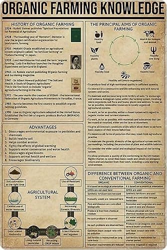 JIUFOTK Farmers Knowledge - Cartel de metal para decoración de pared, diseño de agricultura orgánica, para decoración de pared, casa de campo,