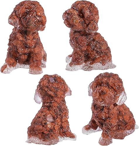 Miniatura 3 de Rockcloud Estatua de caniche de resina de cristal de jaspe rojo, hecha a mano, reiki, curación, cachorro, perro, estatua de piedra de cristal,
