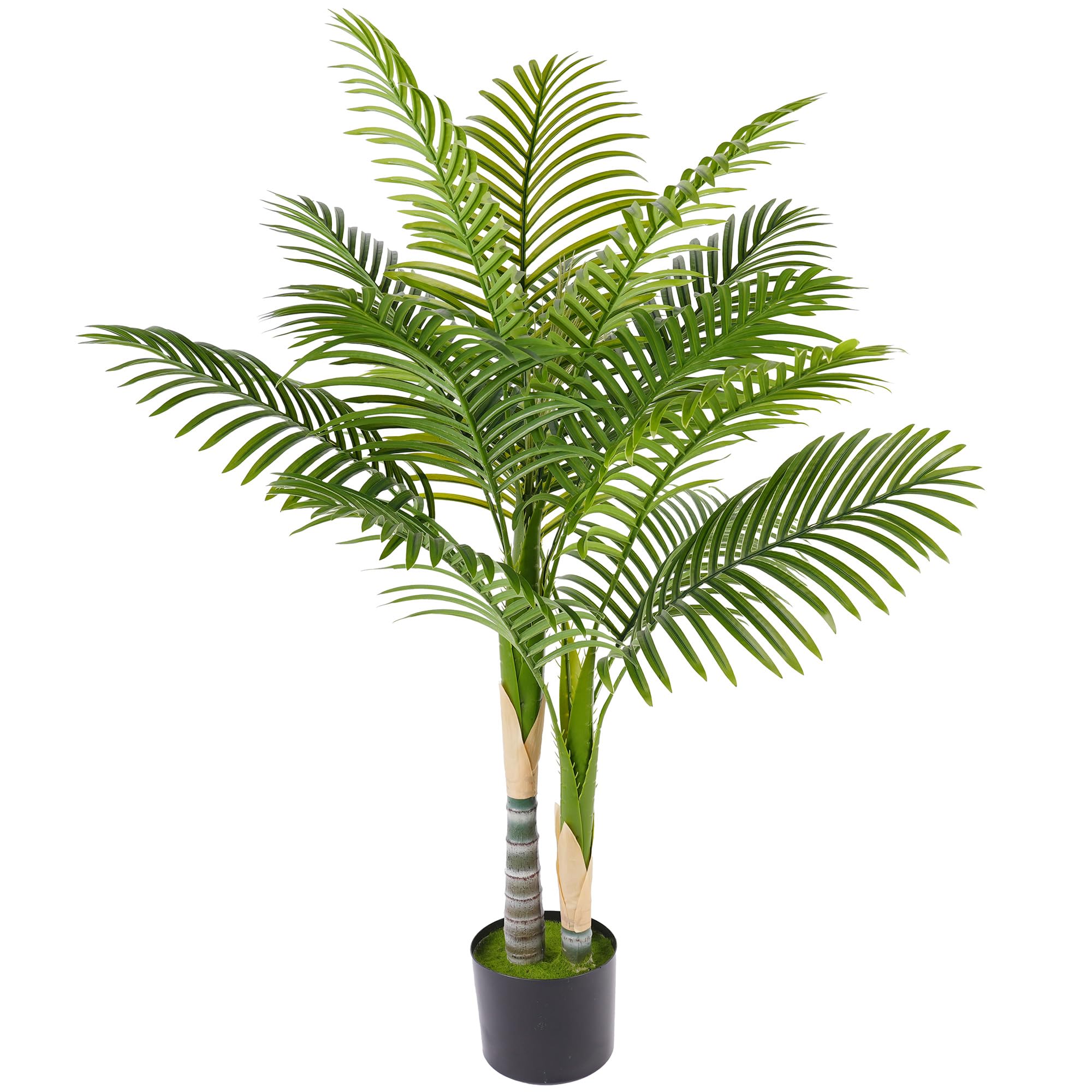 HOMCOM 120cm Artificial Palm Tree with 14 PEVA Leaves, Fake Plant, Green