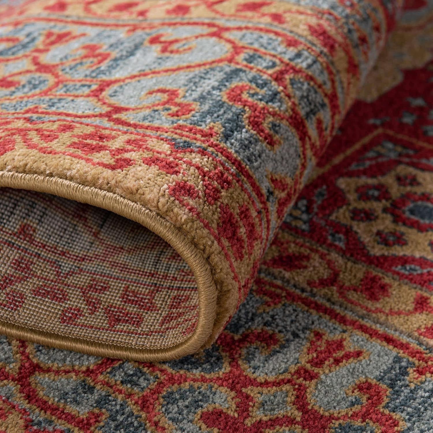 Rugs.com Amina Collection Rug – 6' Round Red Flatweave Rug Perfect for Kitchens, Dining Rooms