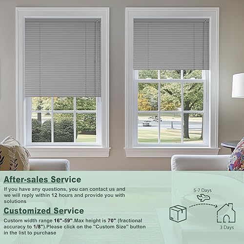 Miniatura 2 de Persianas horizontales de aluminio de 1 pulgada sin cordón para oscurecer la habitación, persianas venecianas para el hogar, oficina, baño, puertas
