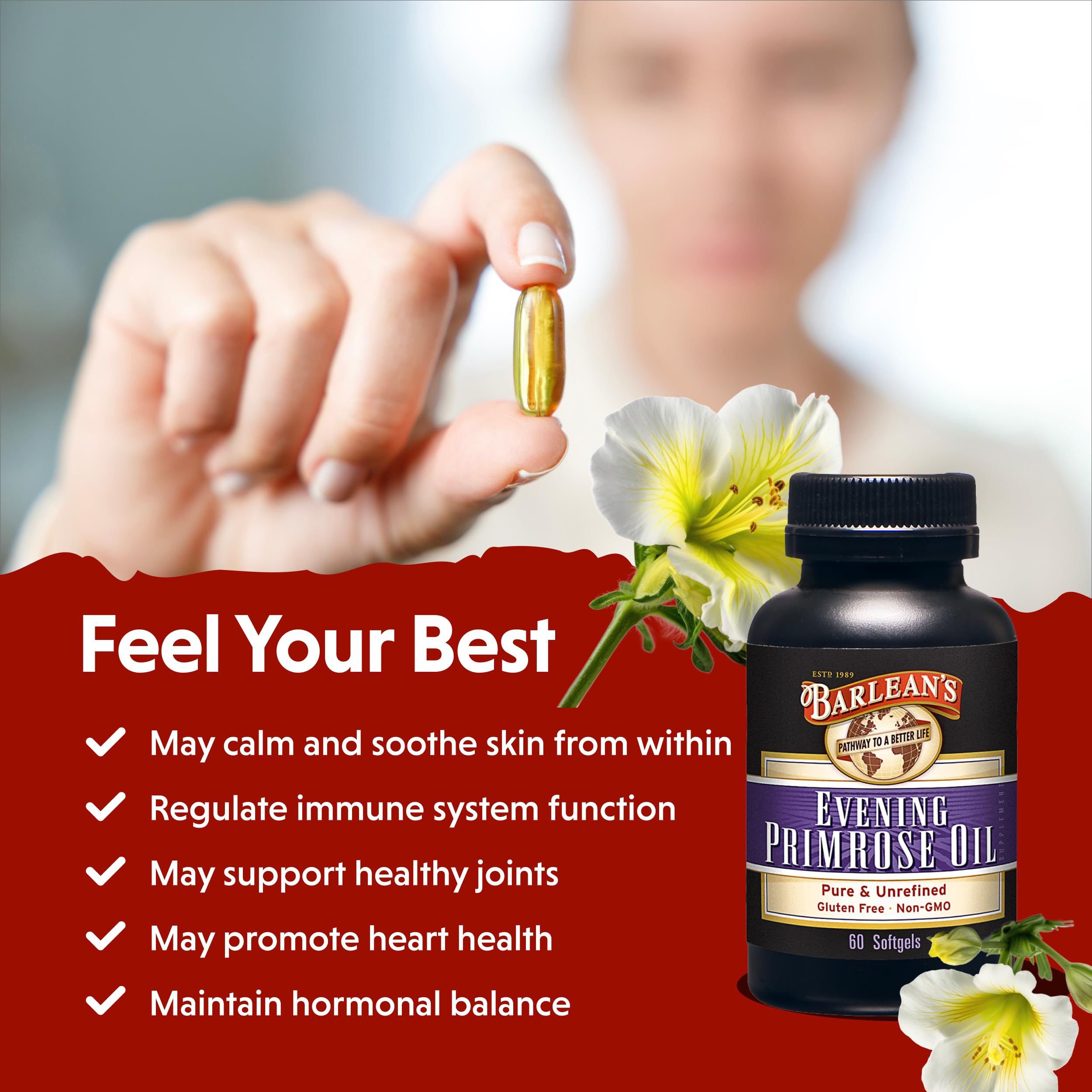 Barlean's Evening Primrose Oil Softgels with Gamma-Linolenic Acid (GLA) - Non-GMO, Gluten-Free - 60-Softgels — Amazon image 5