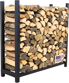 Woodhaven 4-Foot Firewood Rack – Made in USA – 1/4 Cord Raised Lumber Storage Rack – Keeps Wood Dry & Ready – Heavy-Duty Steel, Lifetime Structural Warranty (Without Cover)