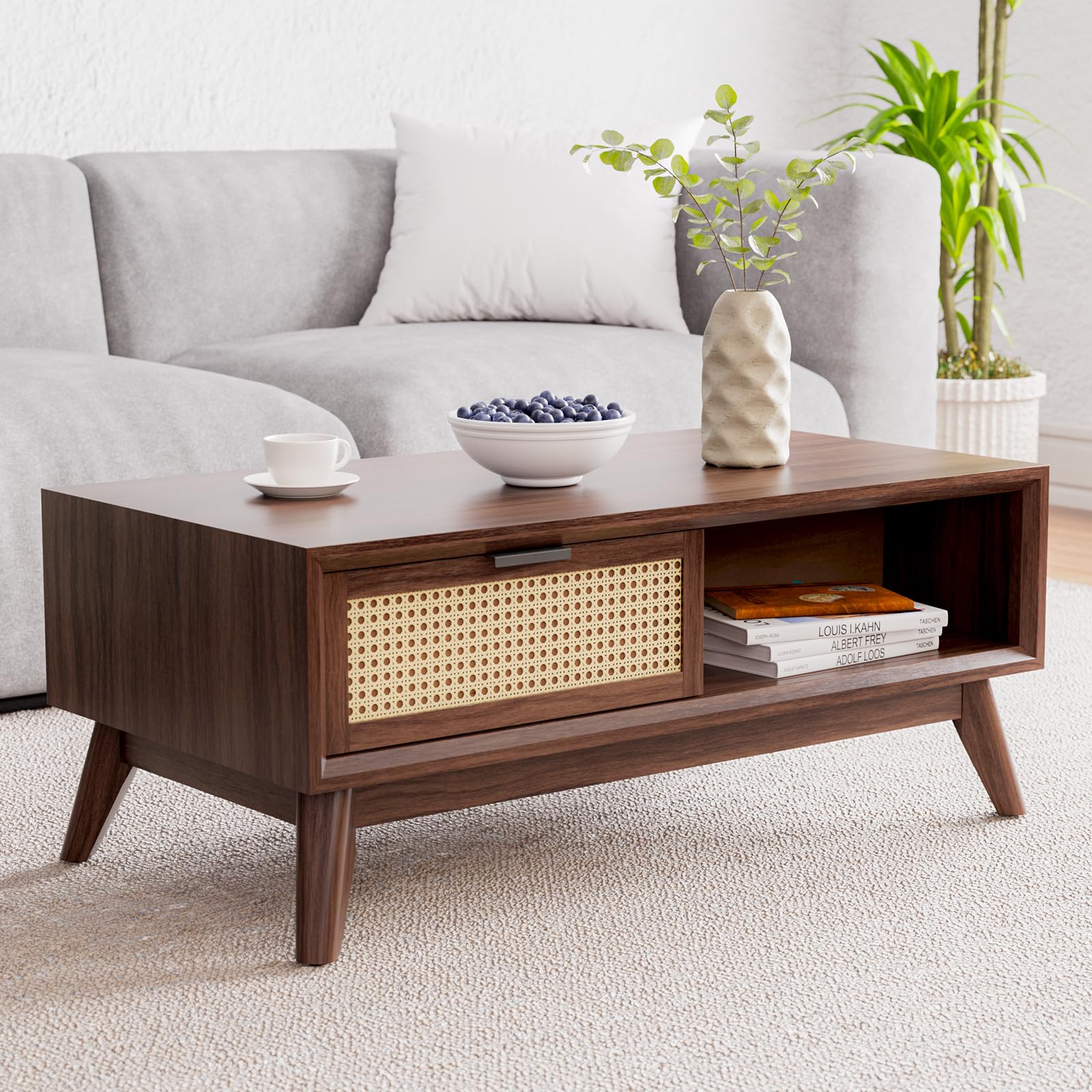 Amazon.com: Bme Modern Solid Wood Coffee Table with Storage