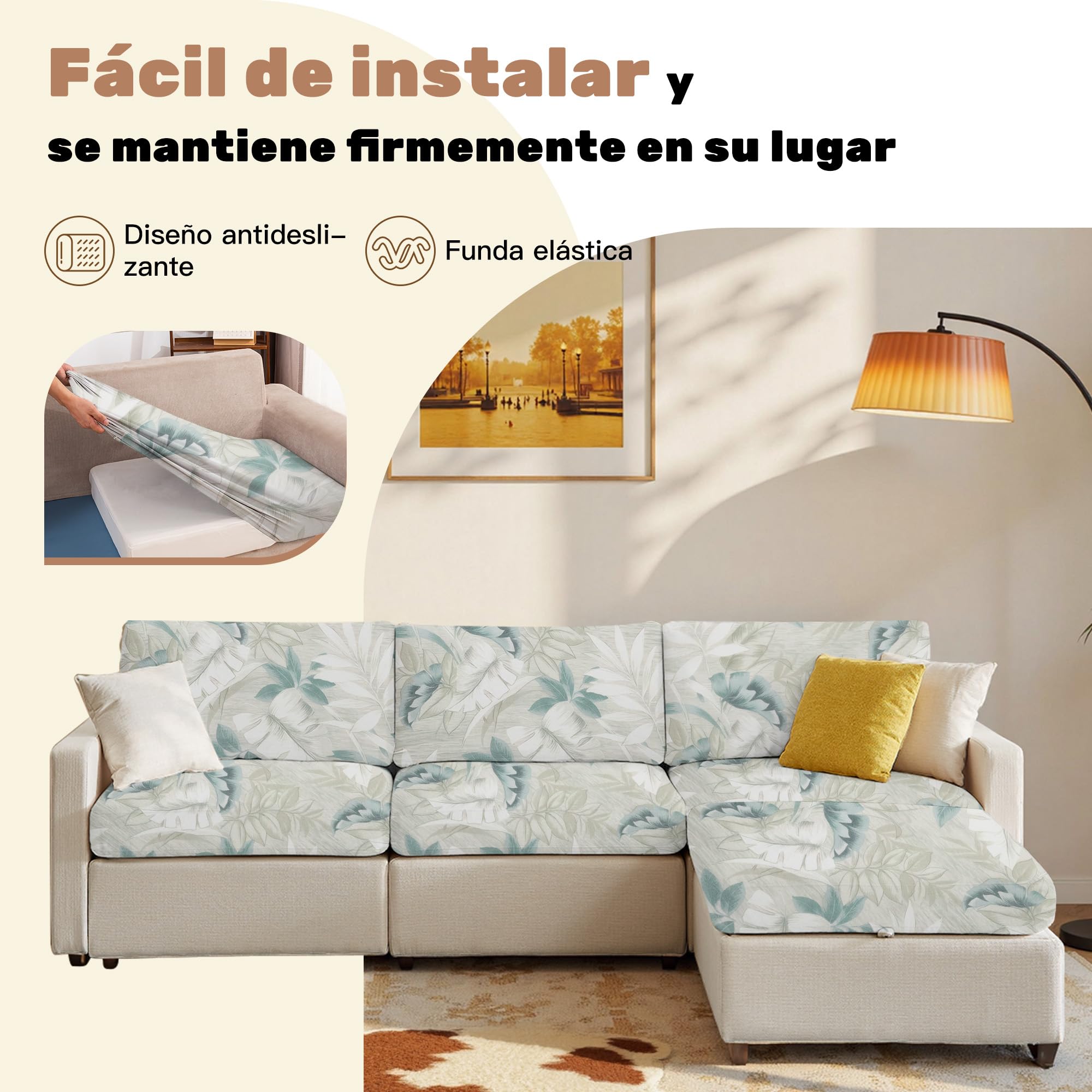 Fundas Elásticas para Cojines de Sofá de Exterior - Fundas Protectoras Impermeables y Lavables para Muebles de Terraza