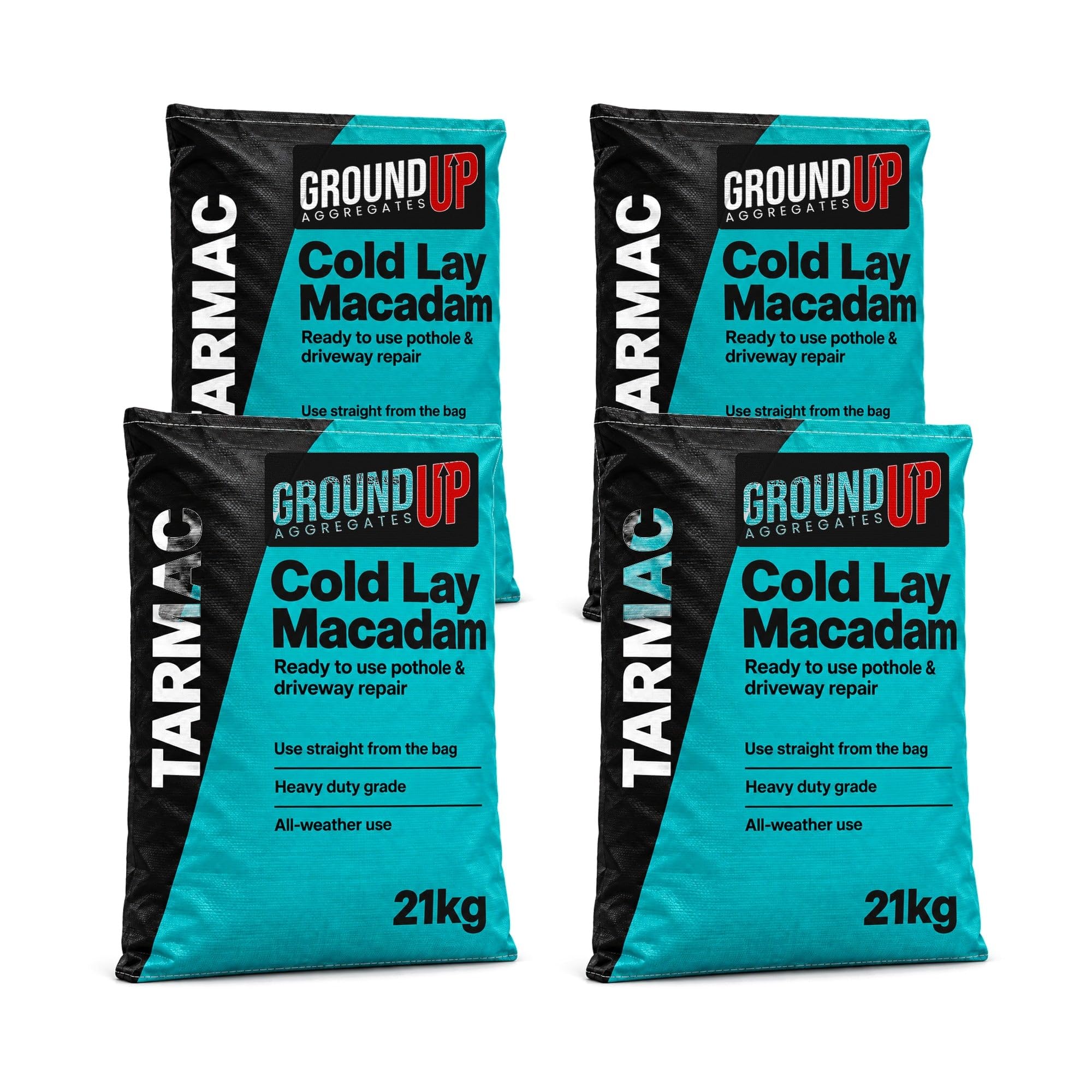 Cold Lay Tarmac 21kg x 4 Bags (84kg) Ready to Use Pothole & Driveway Repair