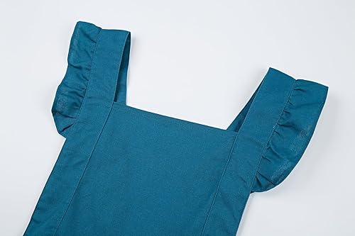 Miniatura 4 de Hyzrz Delantales retro ajustables con volantes con bolsillos para mujeres y niñas, vintage, espalda cruzada, vestido de sirvienta, delantal para