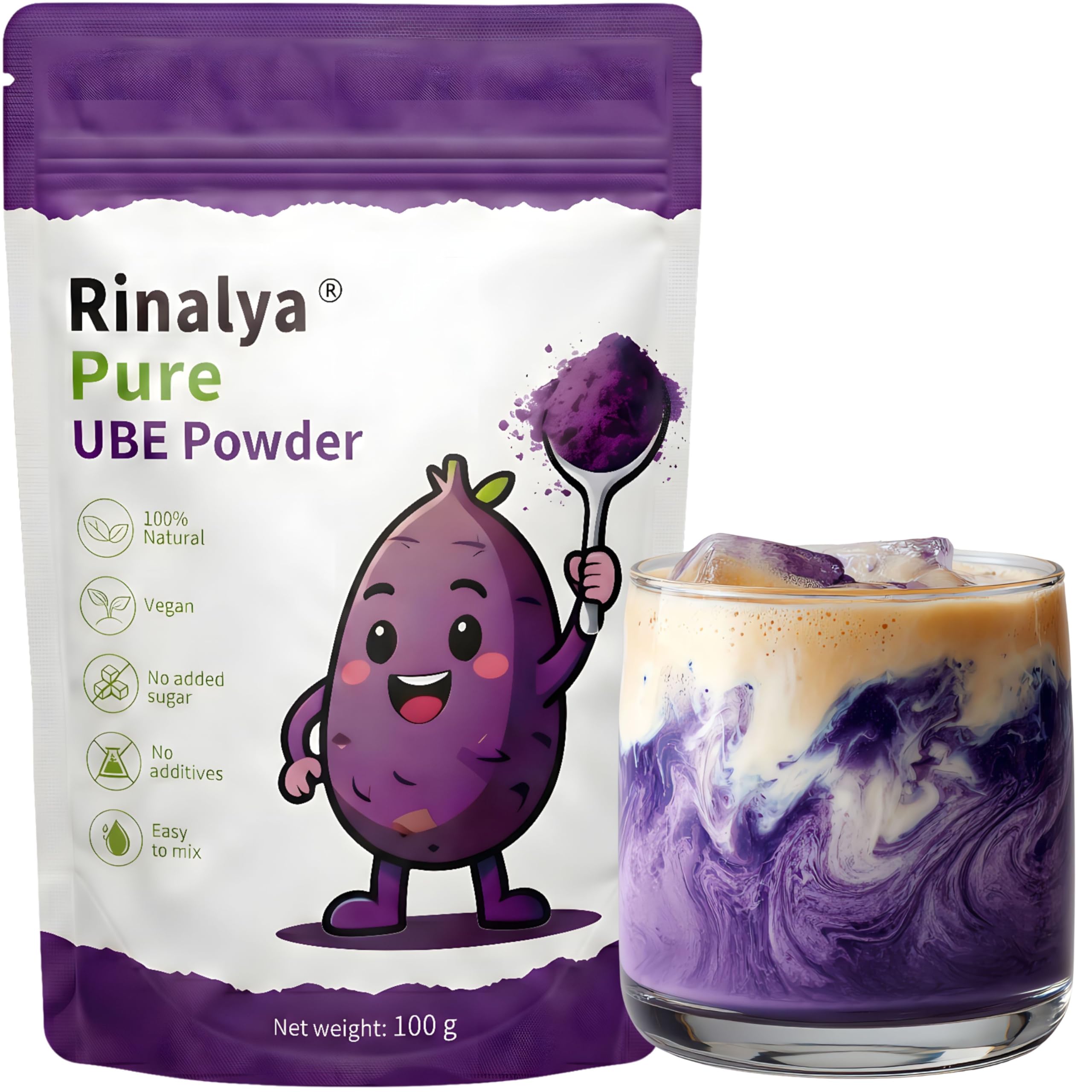 RINALYA® Polvo de Ube 100g – Ñame Morado Premium 100% Puro – Origen Filipinas