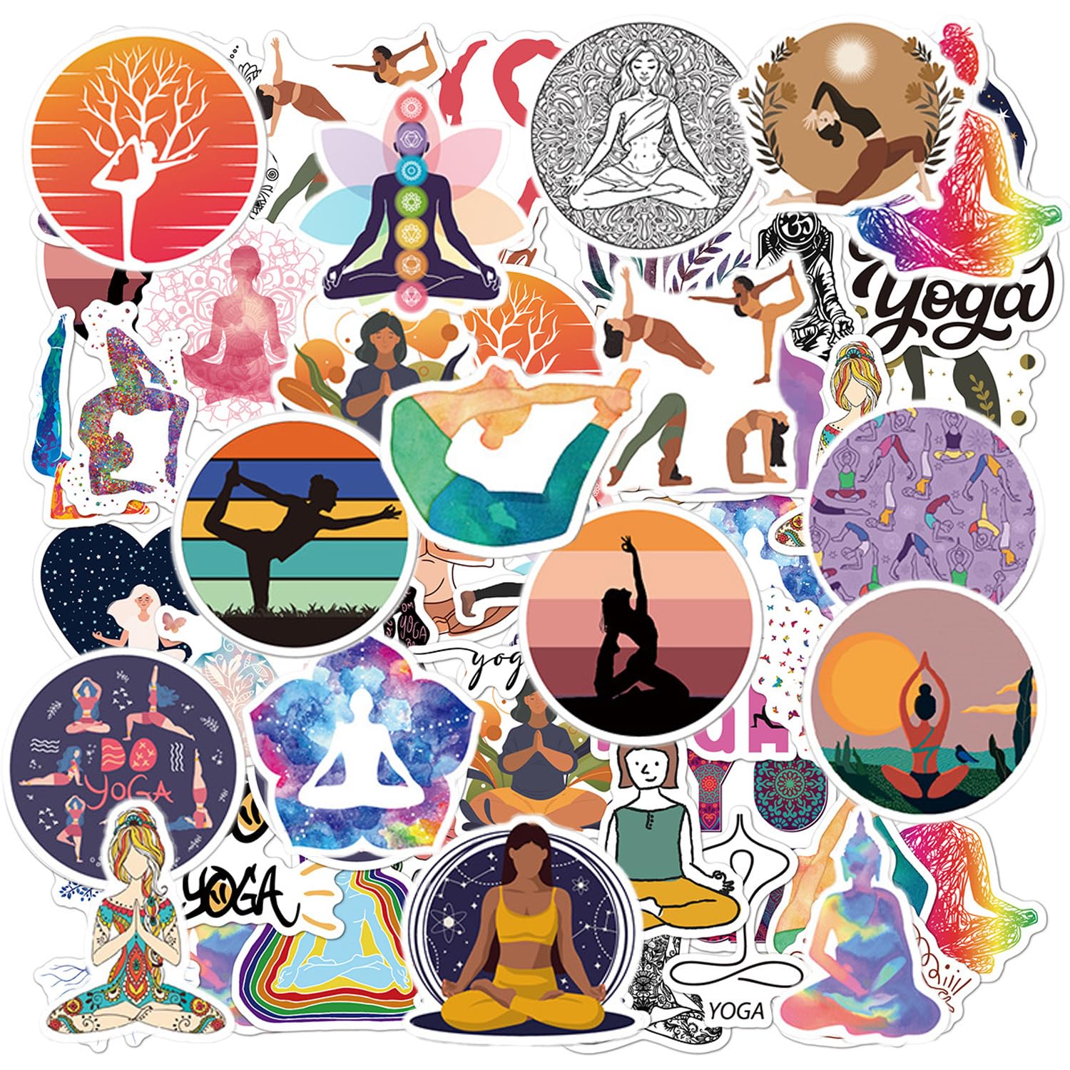 Wufgwbd Color 100 Yoga-Themed Stickers, Creative Graffiti Stickers, Waterproof Stickers, Can Be Used To Decorate Water Bottles, Notebooks, And Skateboards