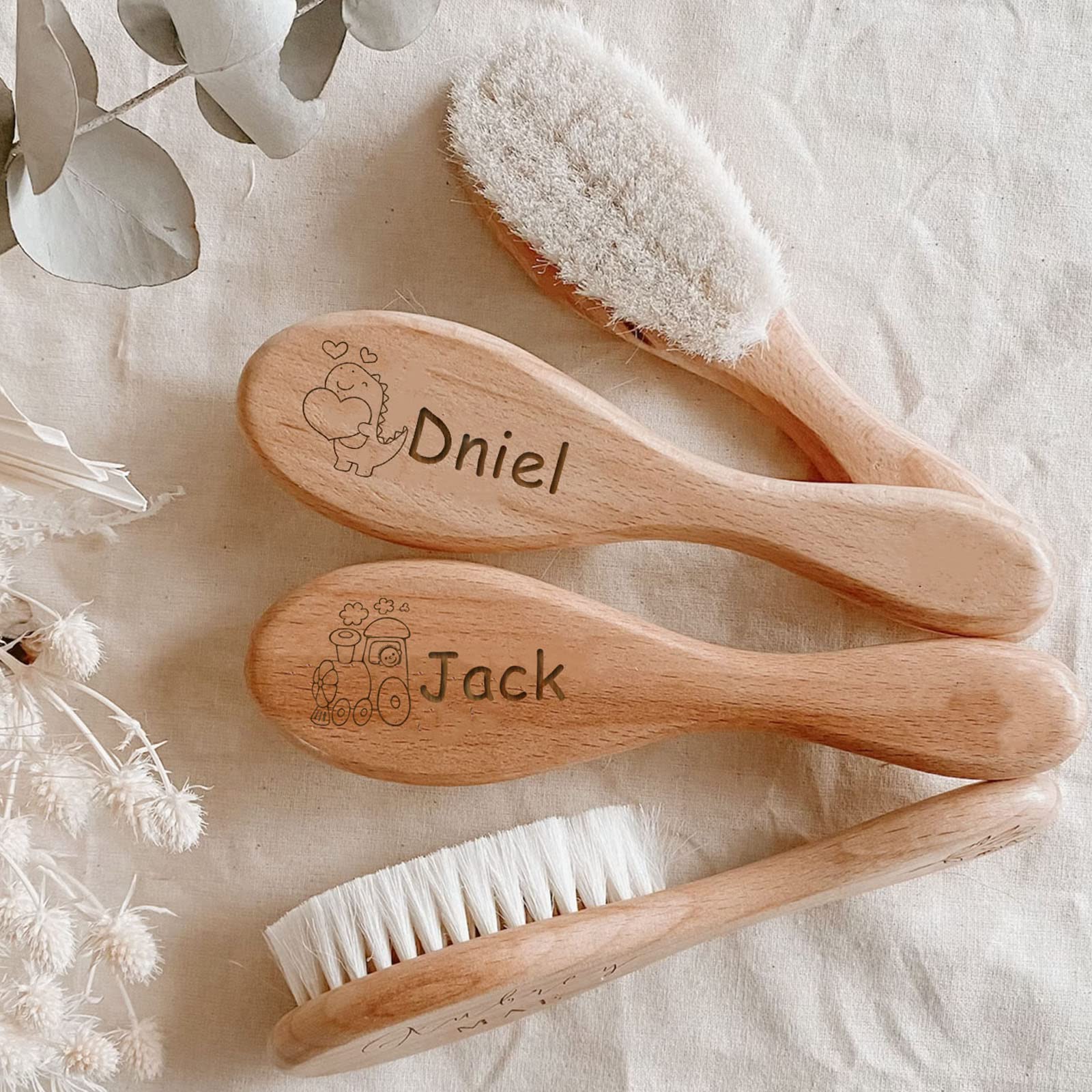 Custom Baby Hair Brush,Baby Brush Personalized Name,Wooden Soft Baby Brushes for Hair Newborn,Personalized Baby Gifts