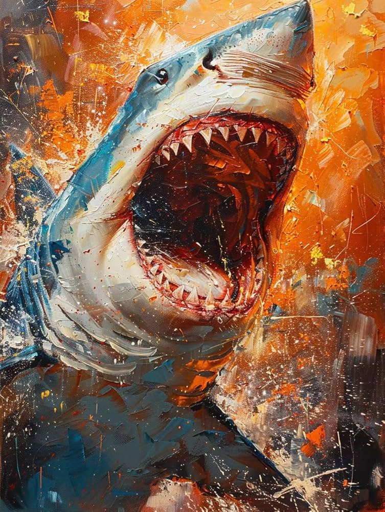 Amazon.co.jp: Paint by Numbers サメ, 数字油絵 海洋生物 初心者と