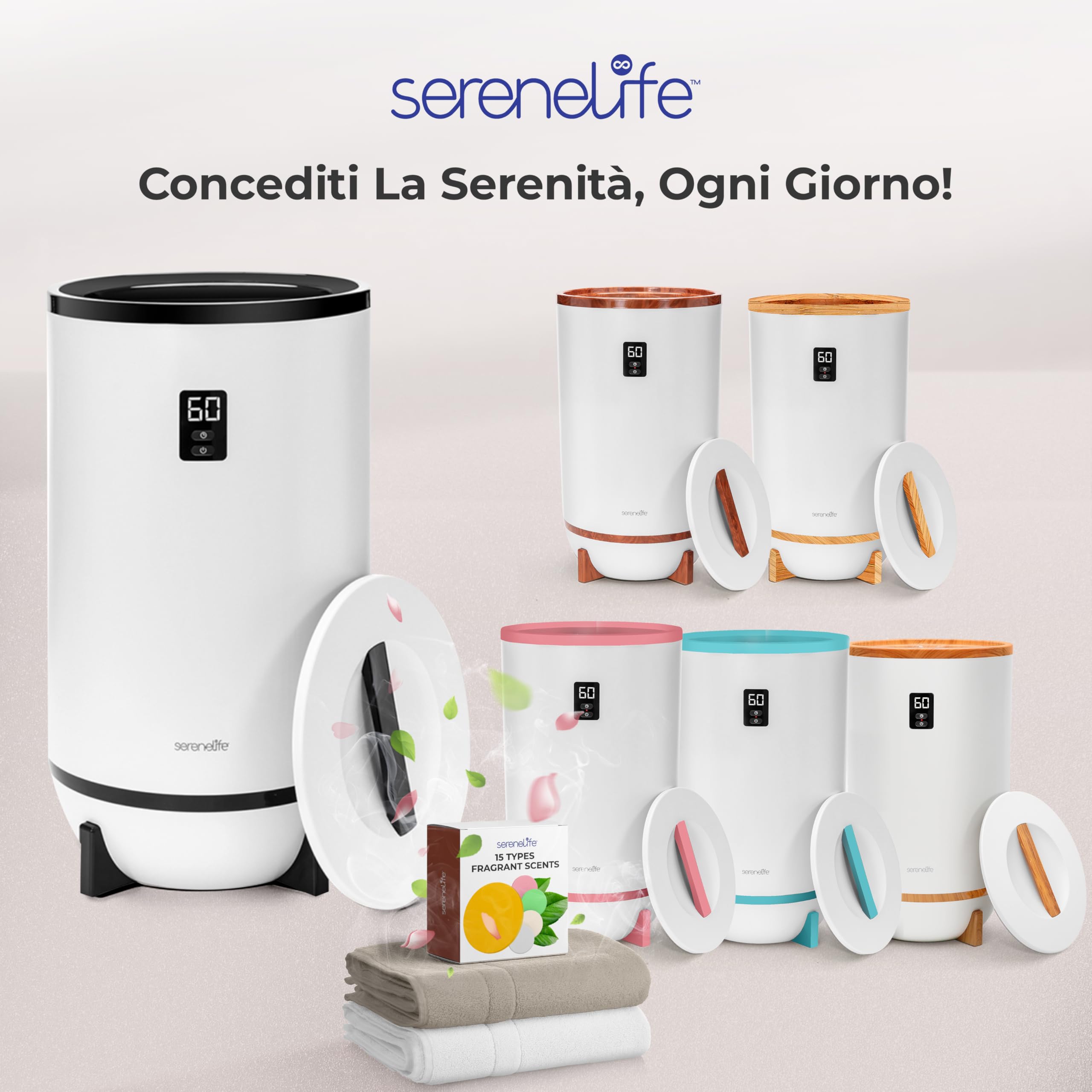 SereneLife Scaldasalviette Elettrico Bagno a Secchio, Scaldasalviette Bagno con Profumazione, Spegnimento Automatico, per 2 Asciugamani, Coperte, Accappatoi