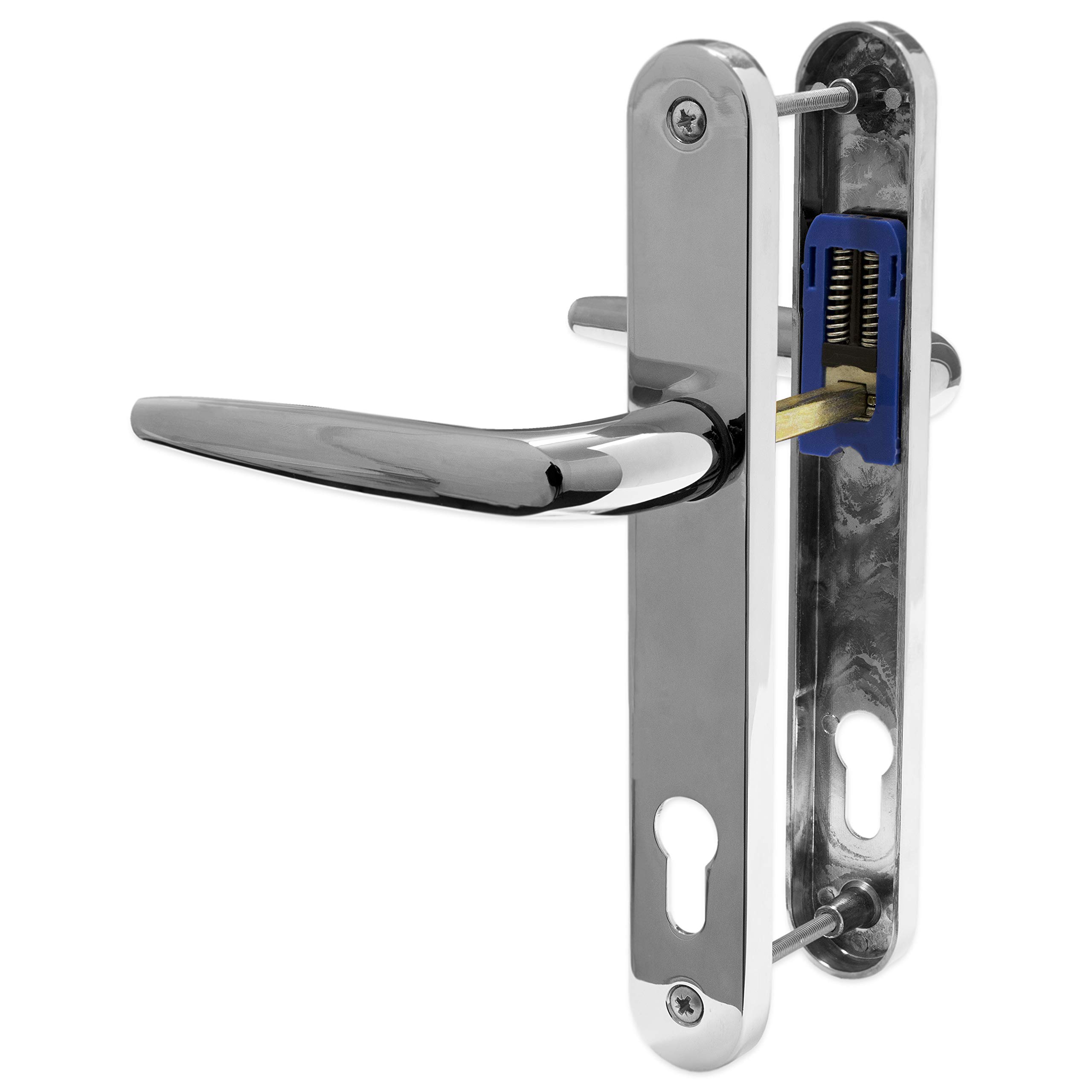 UPVC Door Handle Trojan Sparta 92PZ Sprung Double Glazing Pair Set Patio PVC Chrome 210mm