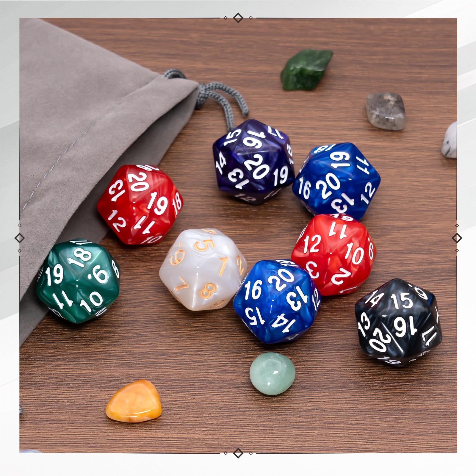 12-teiliges D20-Spindown-Würfel-Set in 6 Farben, 20-seitige Perlenmischfarbe für MTG, D&D, Karten, Gaming-Zubehör