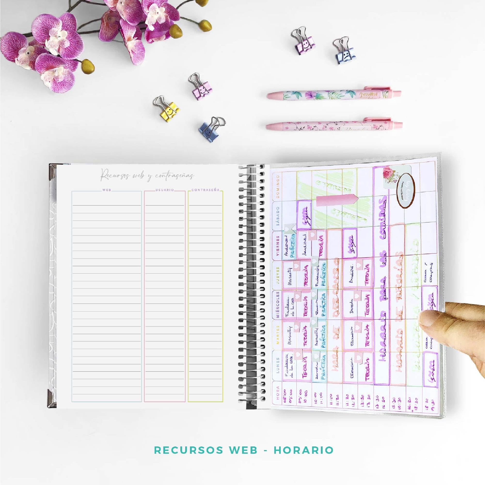 Agenda oposiciones A5 - semanal sin fechas - Verde Mar Liso (Con separadores)
