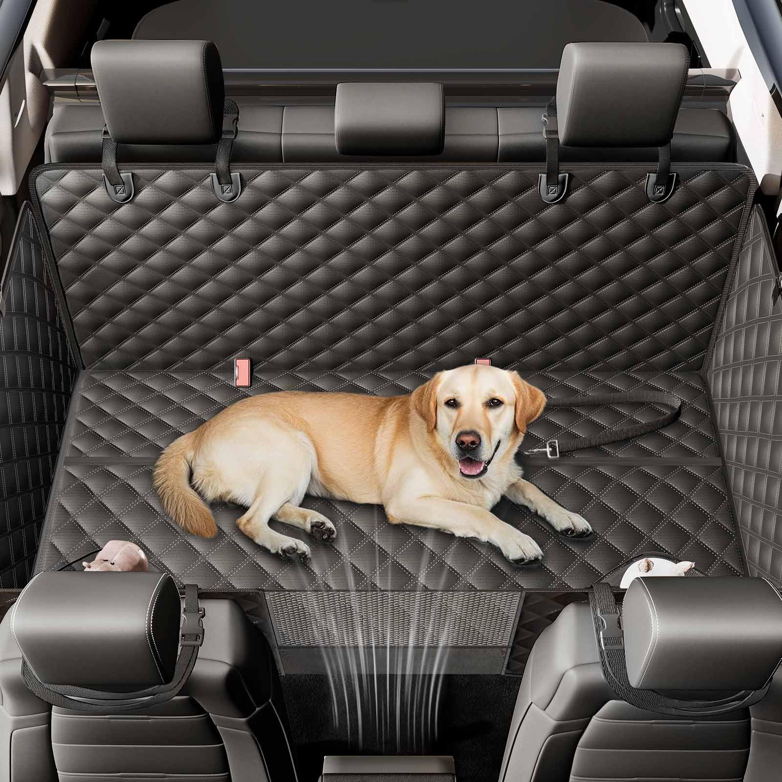 Zanch 2025 Upgraded Dog Car Seat Cover, 400 lbs Heavy Duty Hard Bottom, Waterproof & Anti-Scratch Back Seat Protector, Nonslip Pet Hammock Extender for Large Trucks, SUVs, Vans, XL-Black