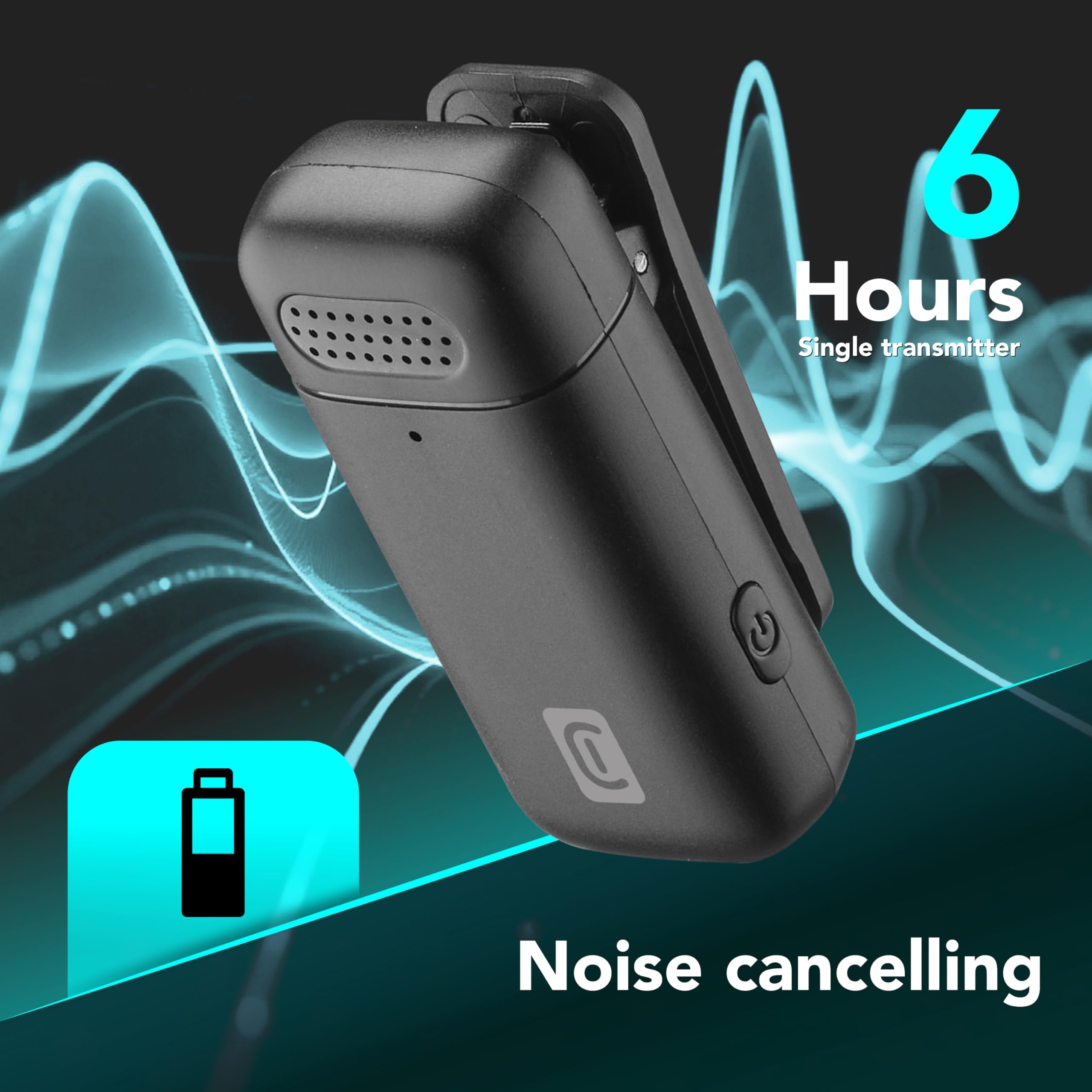 Cellularline Talk Pro bezprzewodowy mikrofon USB-C do wideorozmów, vlogów i kreatywnych treści, z funkcją Plug and Play, redukcja hałasu dzięki ENC, 6 godzin pracy baterii, słuchawki monitora, w